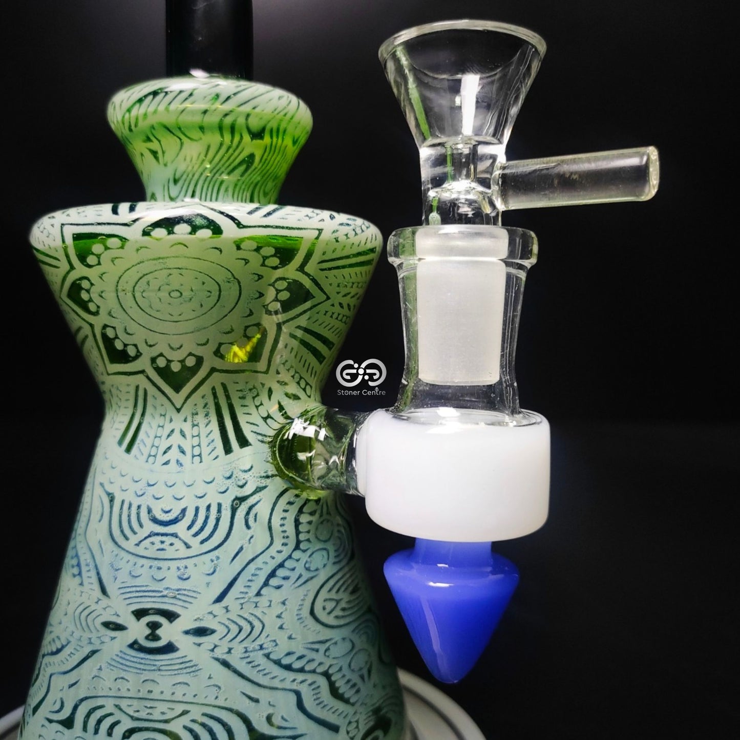 Glass Bong | GREEN LOTUS BEAKER JUICE BOX 9.5 INCH