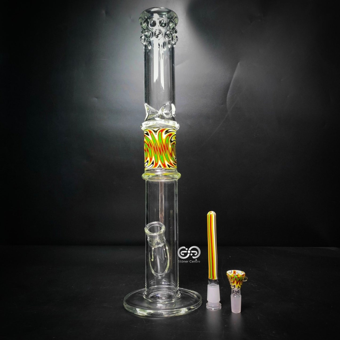 Glass Bong | WP526 BOHEMIAN STRAIGHT GLASS WITH COLORFUL TUBE & BOWL SET 18 INCH