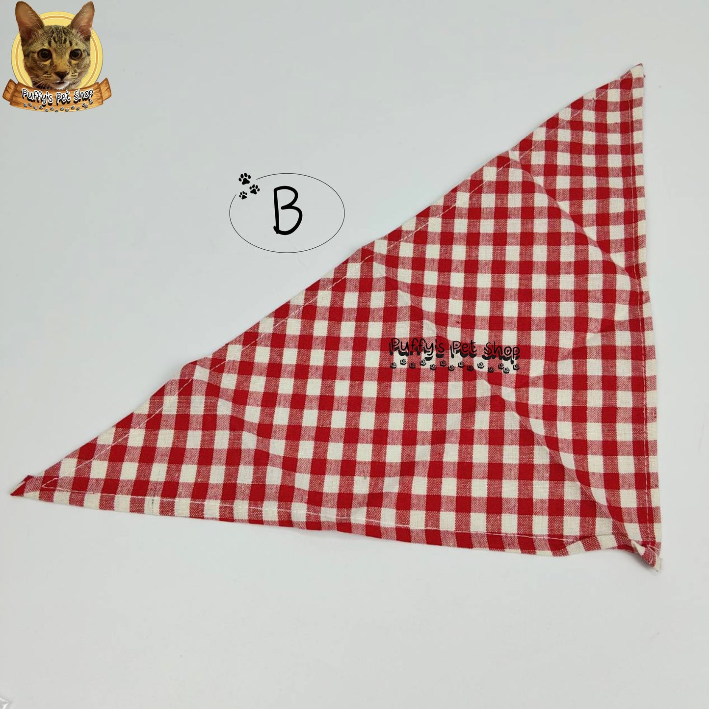 Puffy's Pet Shop |  Luxury Cotton Pet Scarf  ผ้าพันคอสัตว์เลี้ยงพรีเมียม ผ้าคอตตอนแท้ เนื้อผ้าดี ไม่ระคายเคือง สำหรับสุนัขและแมว ขนาด S 40 ซม.