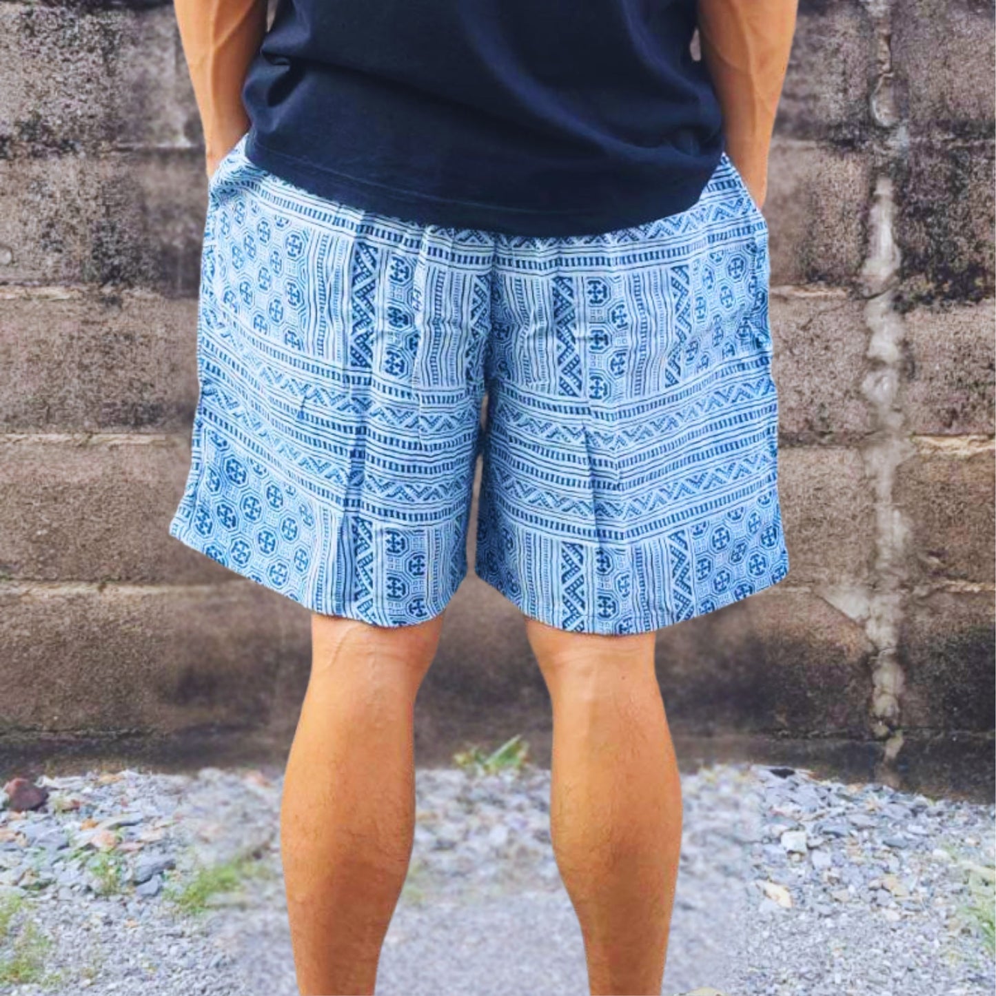 RAK MAE รักแม่ | COMFY COTTON CLASSIC SHORTS - TRIBAL GEOMETRIC STYLE (REGULAR SIZE)