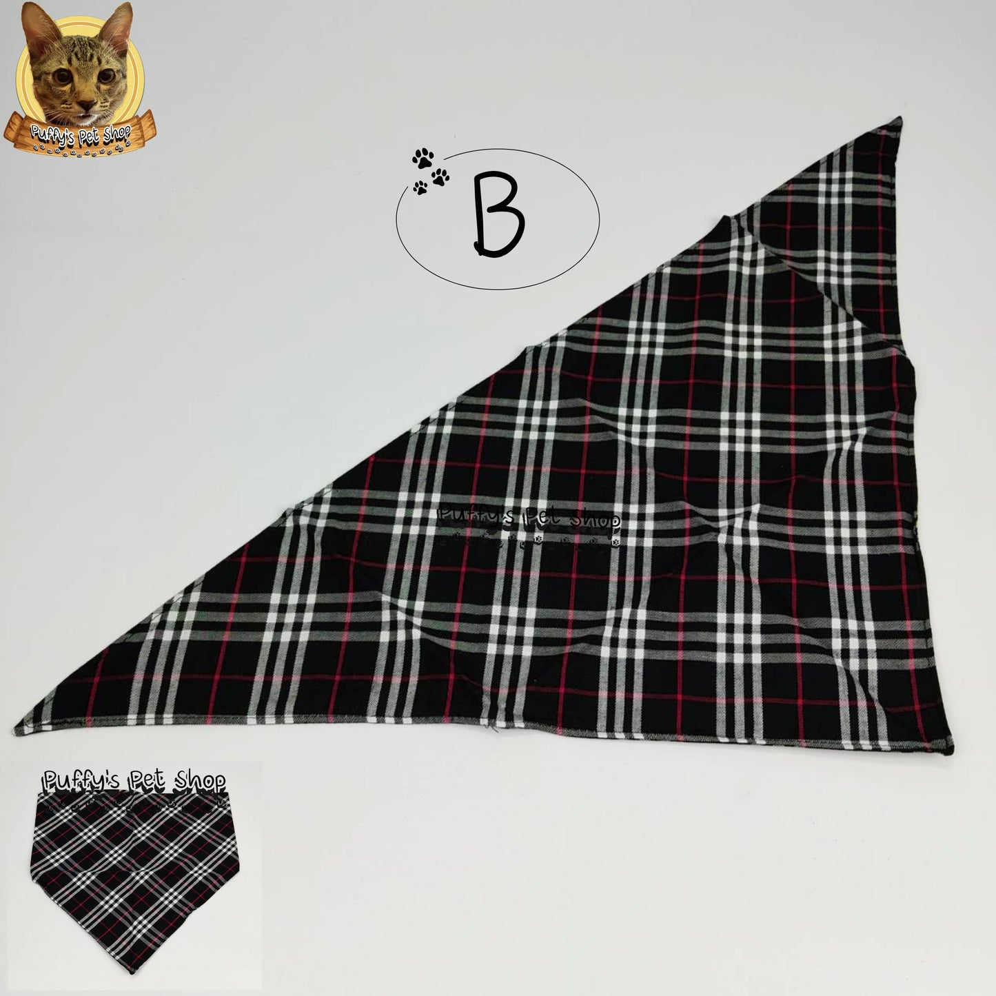 Puffy's Pet Shop |  Luxury Cotton Pet Scarf  ผ้าพันคอสัตว์เลี้ยงพรีเมียม ผ้าคอตตอนแท้ เนื้อผ้าดี ไม่ระคายเคือง สำหรับสุนัขและแมว ขนาด L 60 ซม.