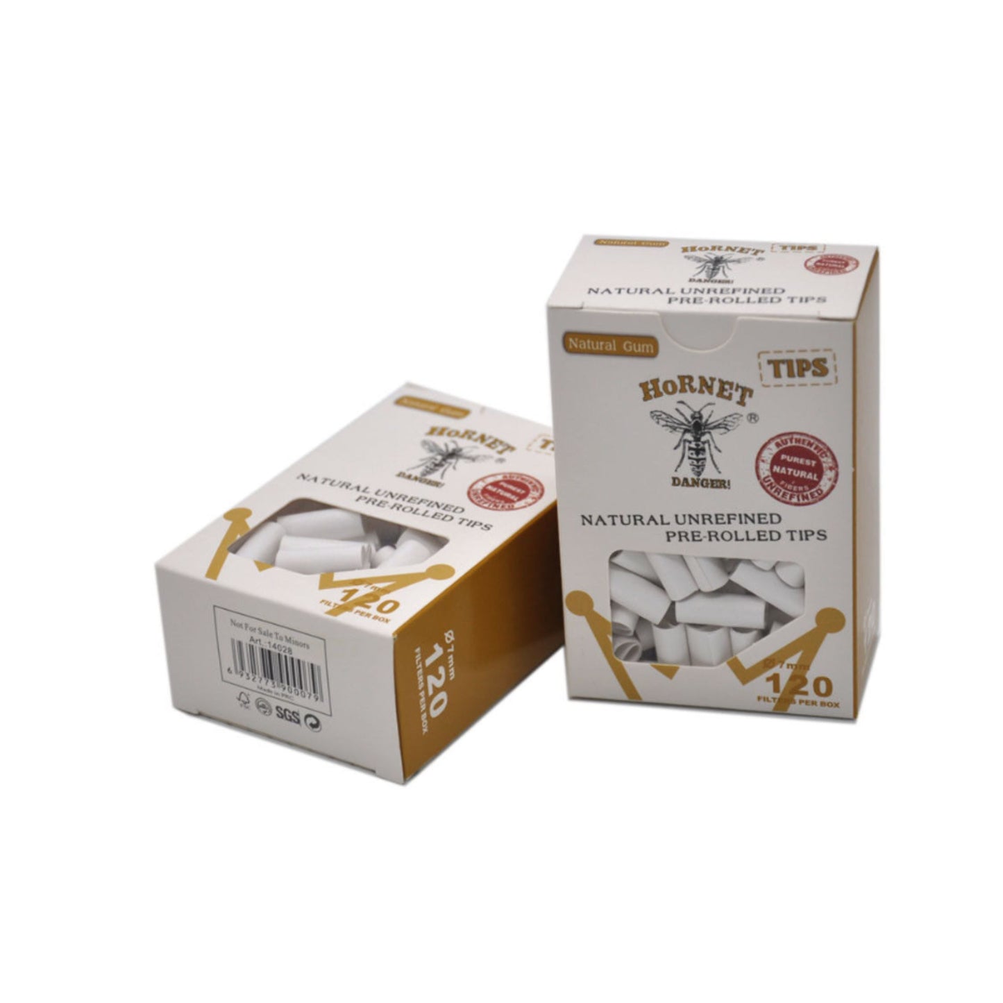 ROLLING PAPER | HORNET WHITE NATURAL UNREFINED PRE - ROLL TIP 7MM