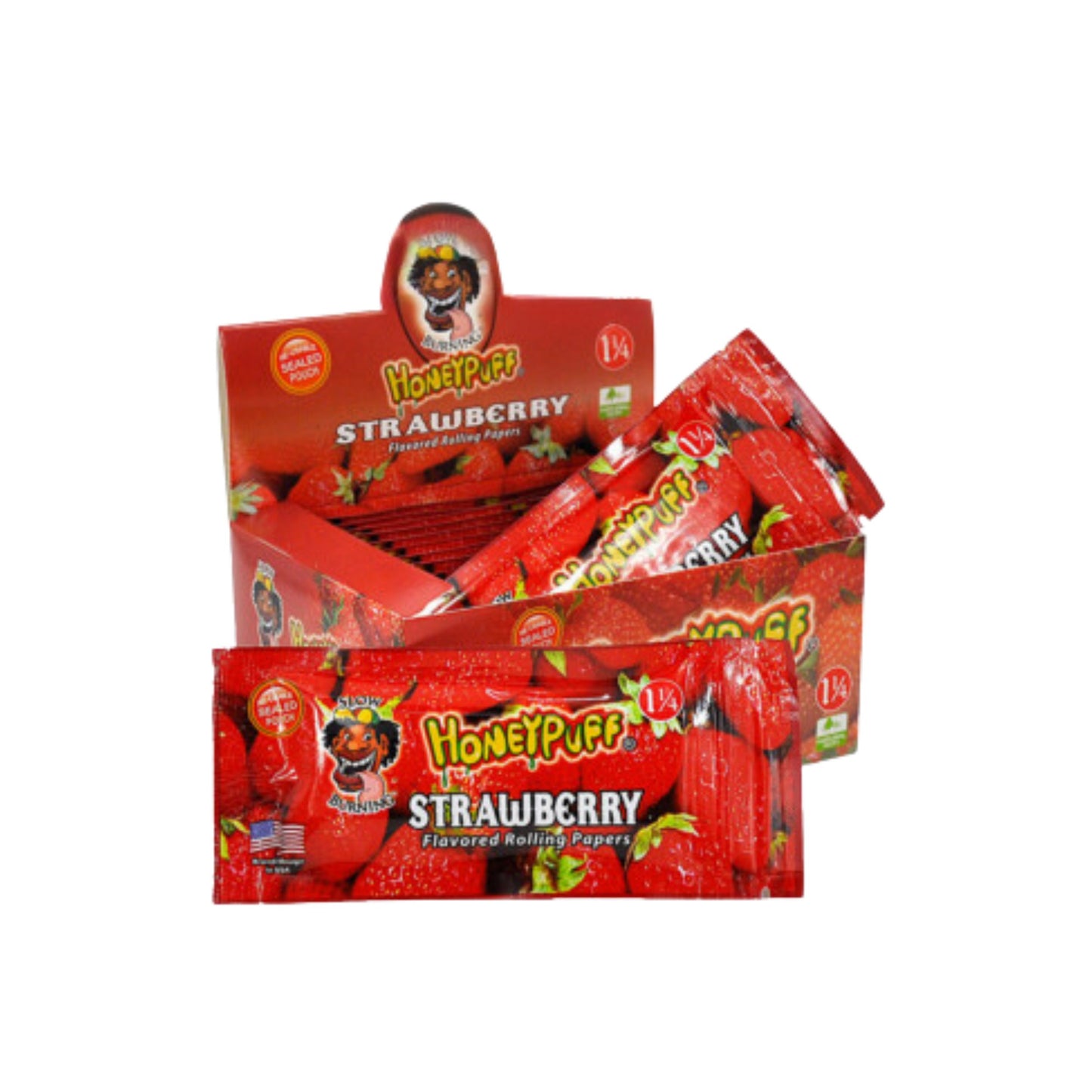 ROLLING PAPER | HONEYPUFF 1 1/4 INCH STRAWBERRY FLAVORED ROLLING PAPER