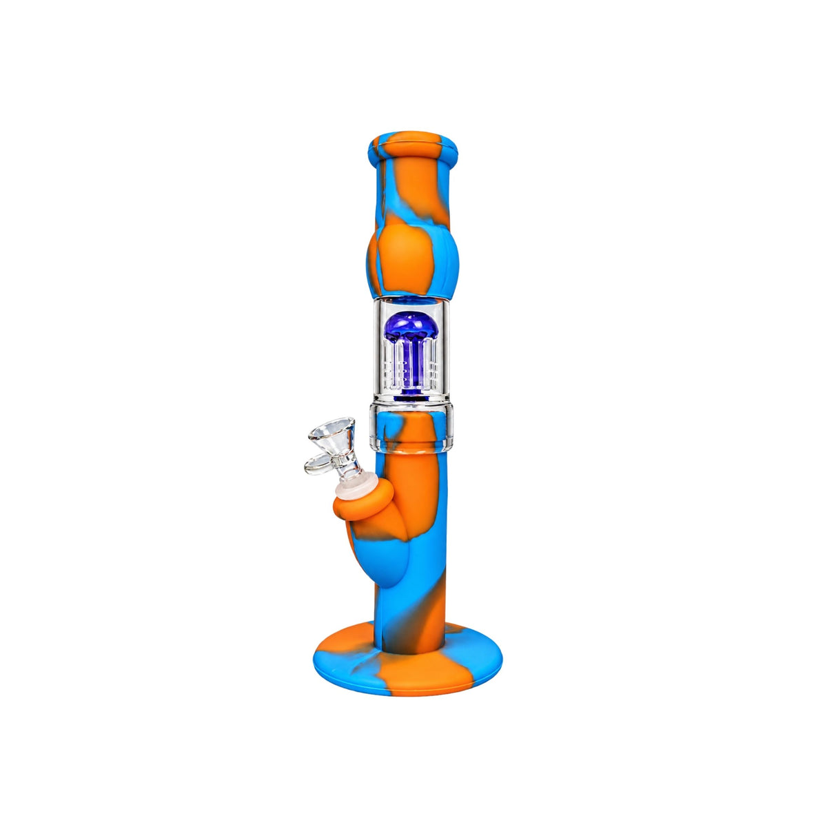 GLASS BONG | SILICONE BONG WITH BLUE GLASS FILTER 6 ARM PERCOLATOR 12 INCH