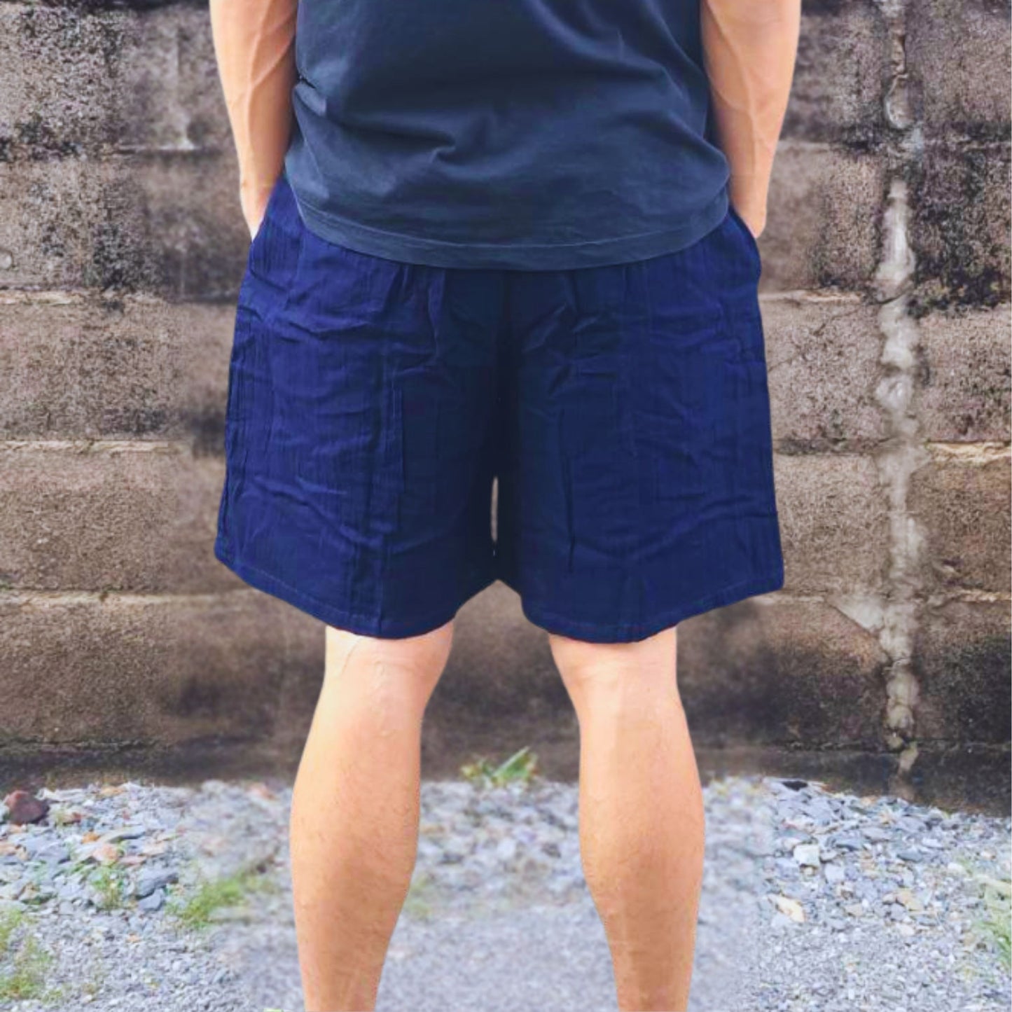 RAK MAE รักแม่ | COMFY COTTON CLASSIC SHORTS - DARK BLUE (REGULAR SIZE)