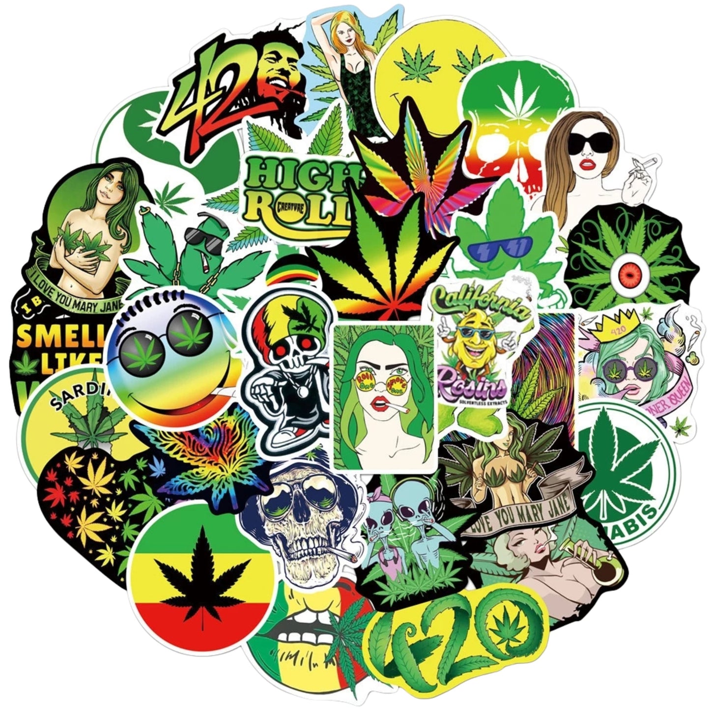 STICKERS | HEMP LEAF 420 RASTA STICKERS
