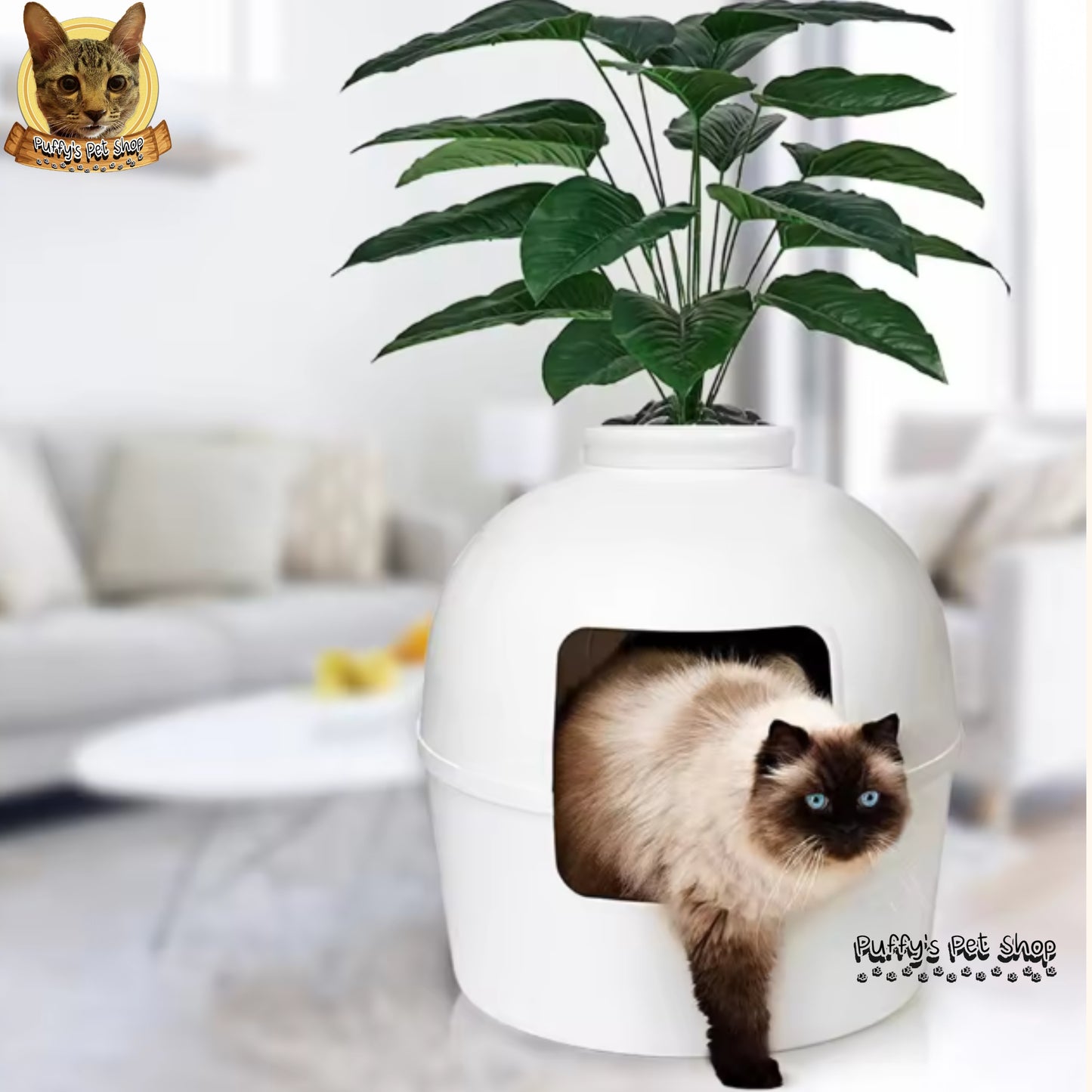 Puffy's Pet Shop | Large Cat Tree House Removable & Durable บ้านแมวต้นไม้ ขนาดใหญ่ แข็งแรง ถอดล้างได้ ตกแต่งบ้านได้ ขนาด 51 x 51 x 51.5 ซม.