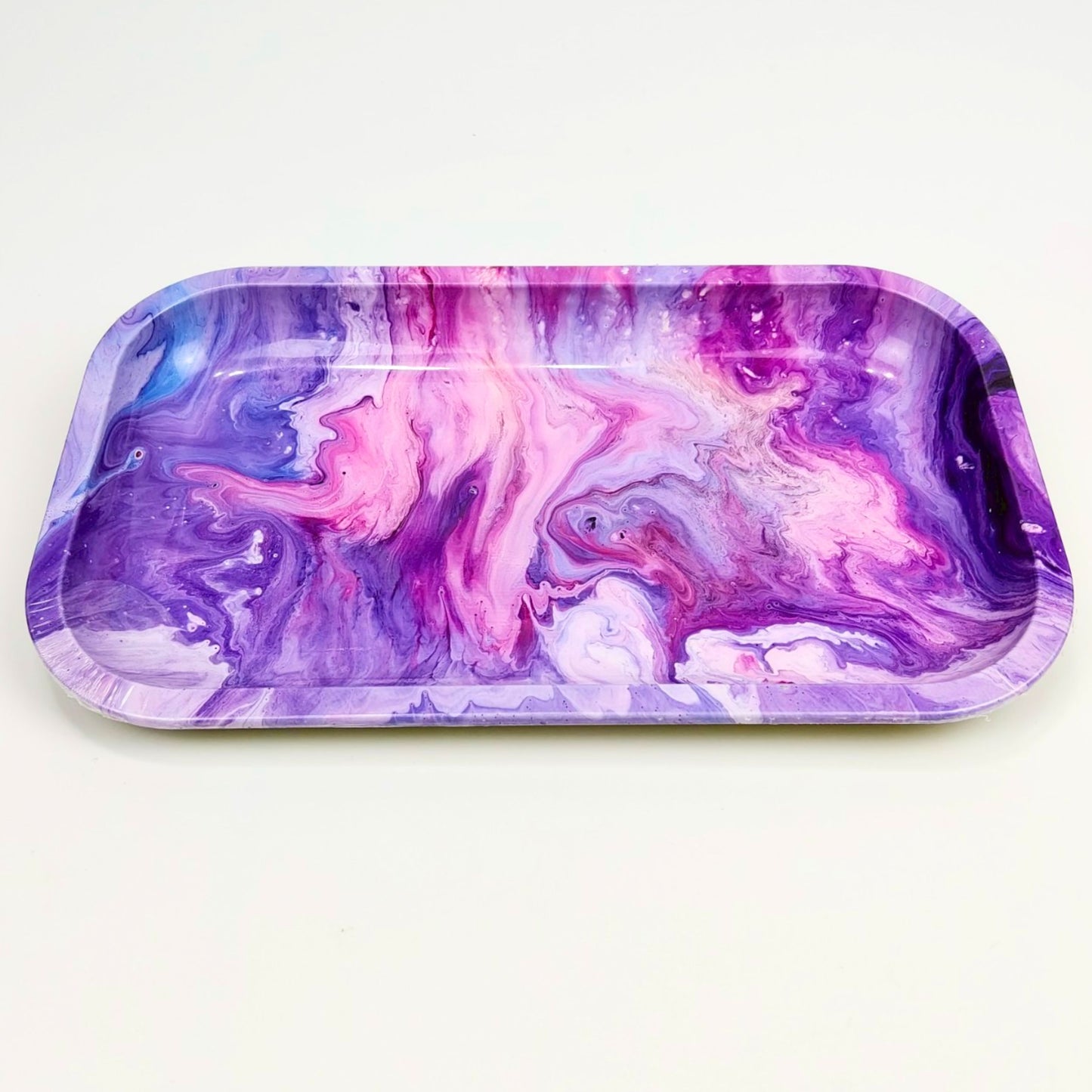 TRAY | GALAXY PSYCHEDELIC PINK METAL ROLLING TRAY SIZE : 27.5X16 CM
