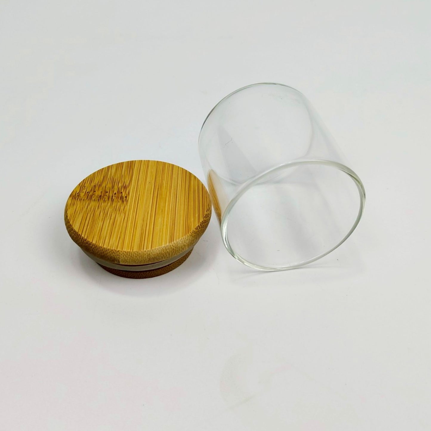 GLASS JAR | SMALL GLASS JAR WITH WOODEN LID SIZE: 50 x 50MM - 50ML