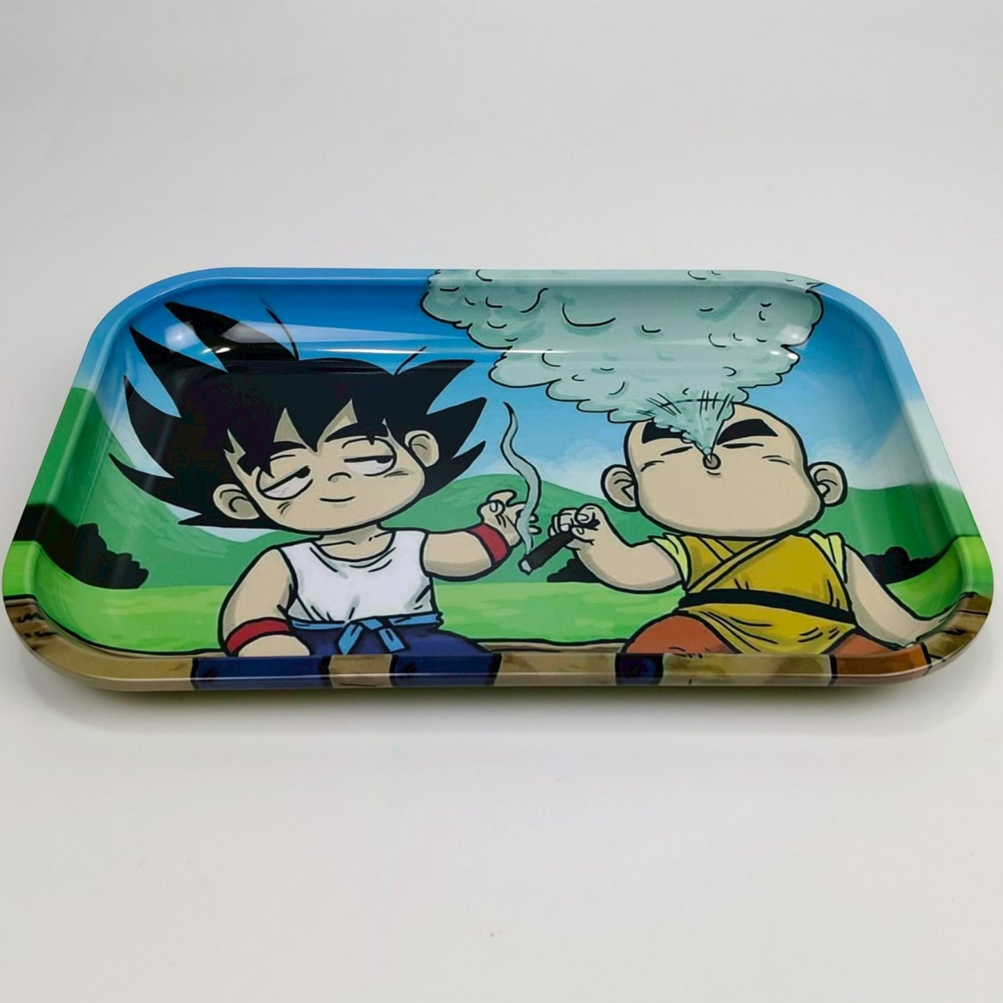 TRAY | GOKU & KRILLIN PUFFING METAL ROLLING TRAY SIZE : 19X28.5 CM