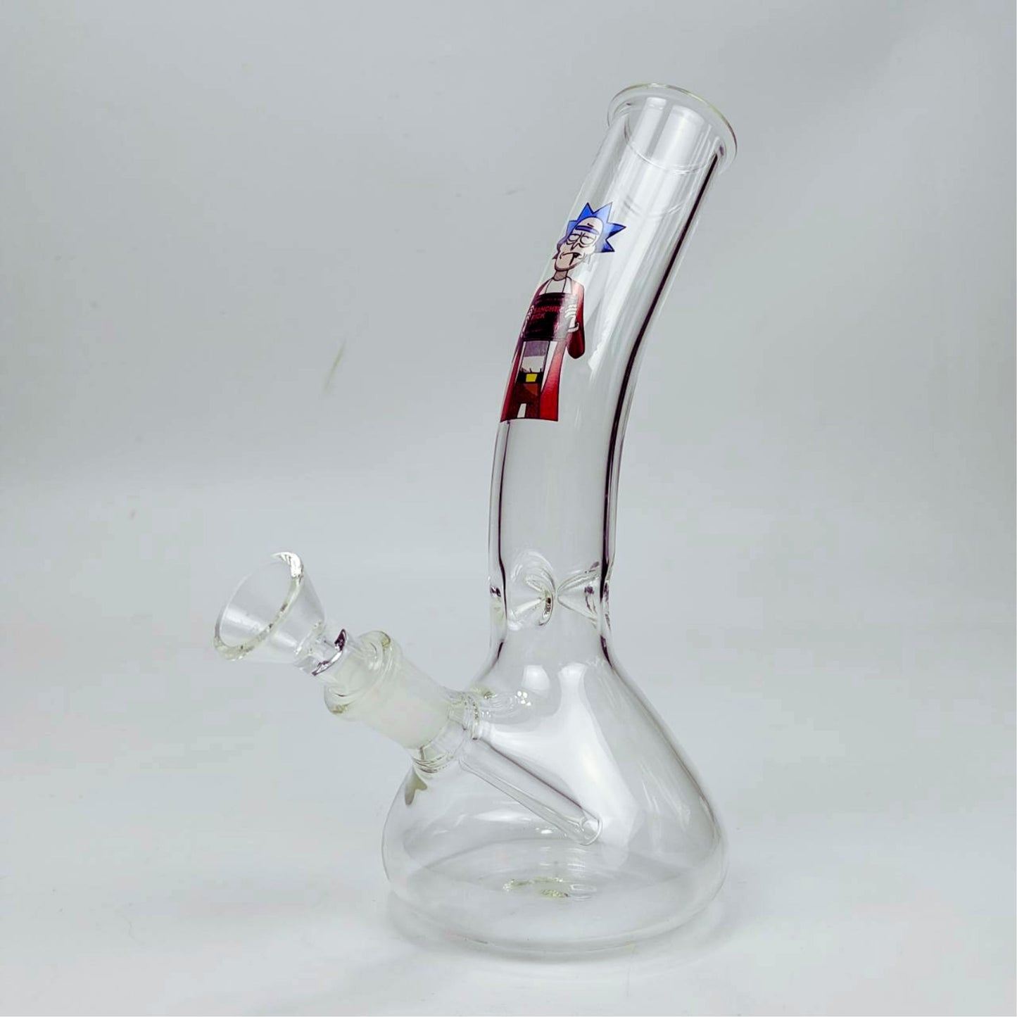 GLASS BONG | RICK AND MORTY WANTED RICK BENDED NECK 8.5 INCH 4MM THICKNESS