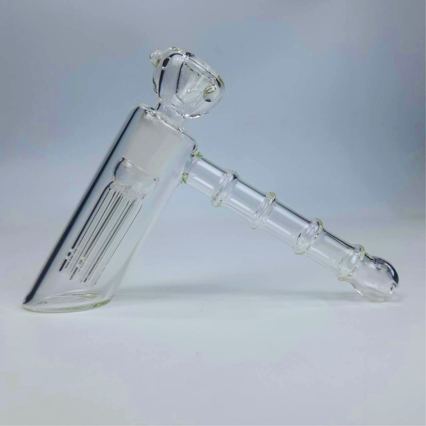 PIPE | GLASS BUBBLER HAMMER PIPE OPEN END 18MM WITH 6 - ARM PERCOLATOR