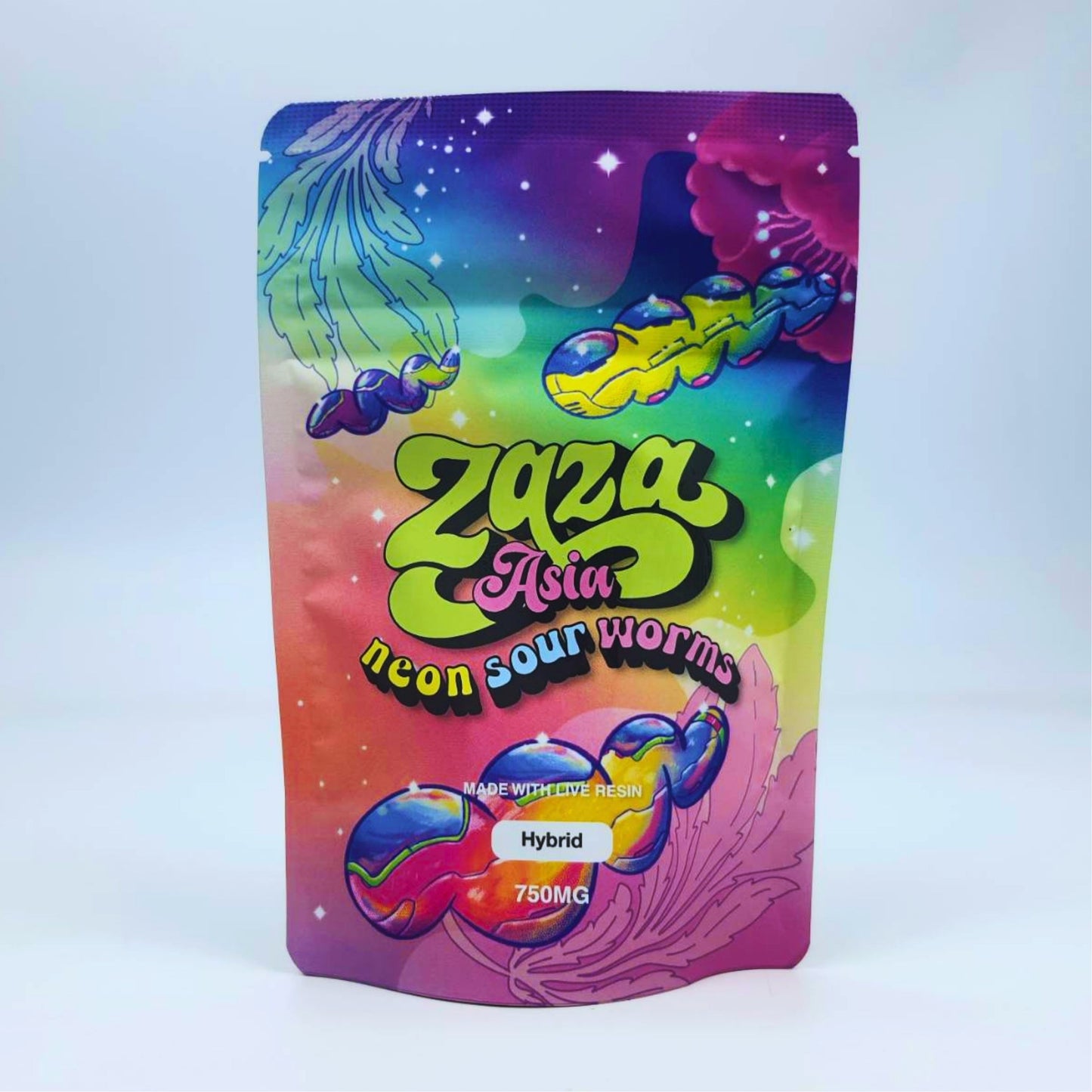 JELLY ZAZA ASIA | NEON SOUR WORMS 750MG EDIBLES GUMMY INFUSED THC SNACK