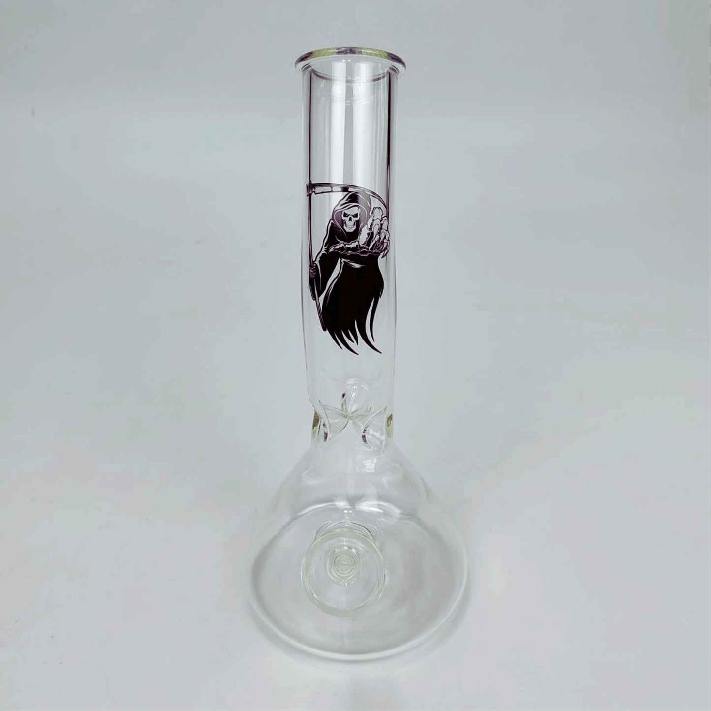 GLASS BONG | GRIM REAPER BENDED NECK BEAKER GLASS BONG 8.5 INCH 4MM THICKNESS