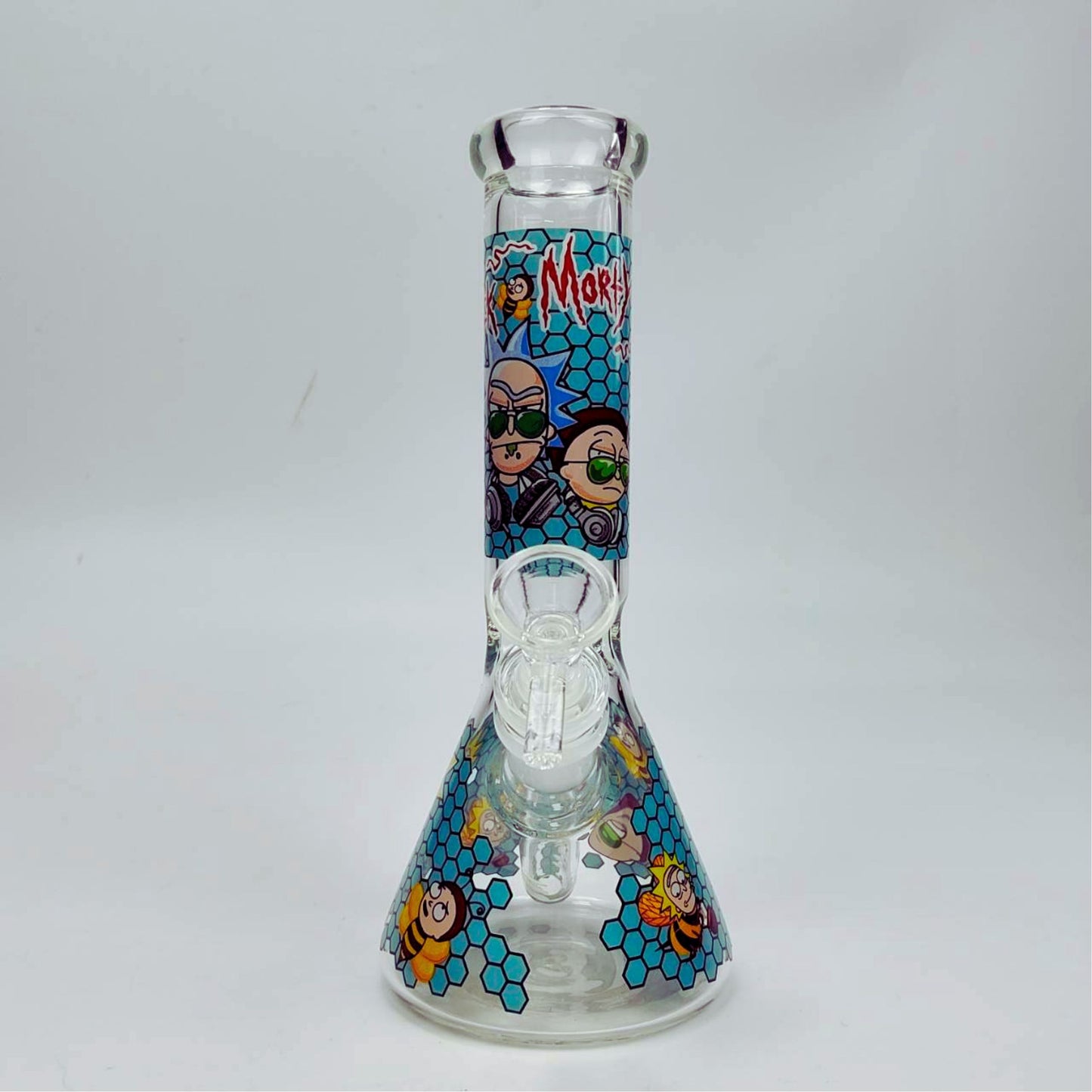 GLASS BONG | RICK AND MORTY HONEYCOMB BLUE 9 INCH 5MM THICKNESS
