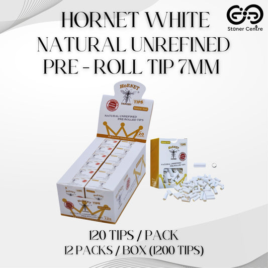 ROLLING PAPER | HORNET WHITE NATURAL UNREFINED PRE - ROLL TIP 7MM