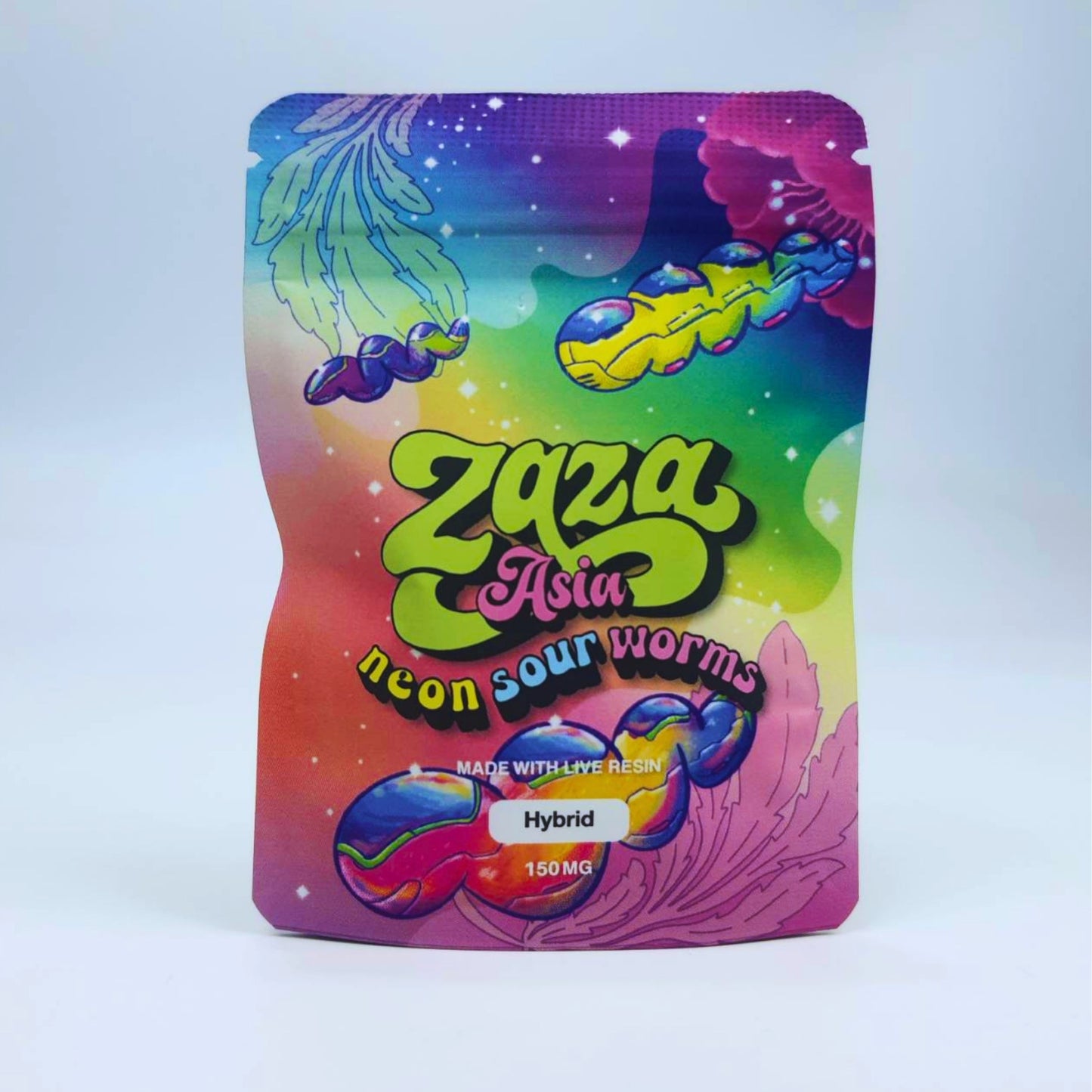 EDIBLES | JELLY ZAZA ASIA - NEON SOUR WORMS 150MG EDIBLES GUMMY INFUSED THC SNACK