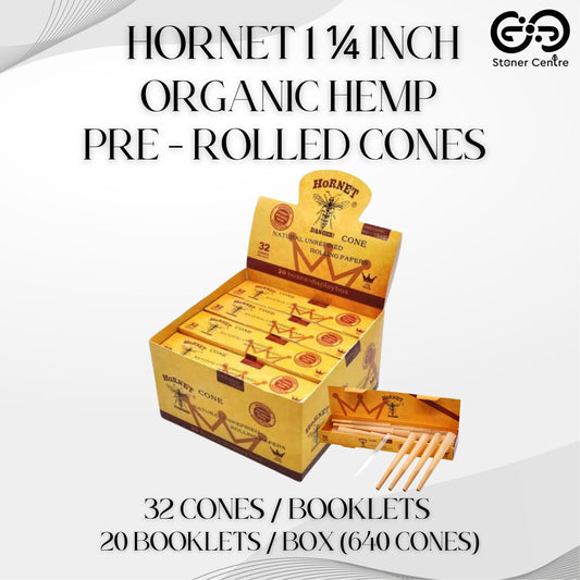 ROLLING PAPER | HORNET 1 1/4 INCH ORGANIC HEMP PRE - ROLLED CONES