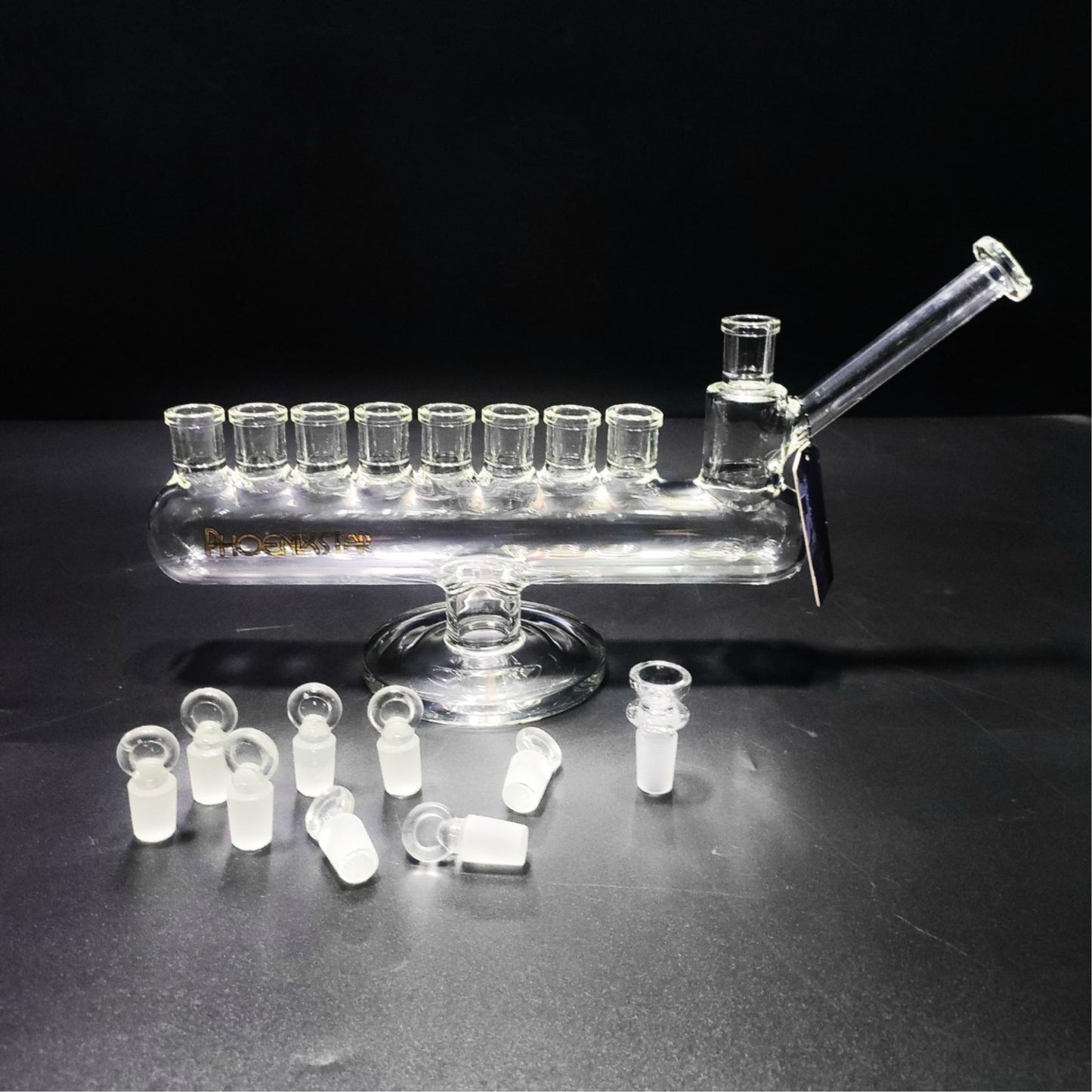 Glass Bong | Phoenix Massive Bubbler Chamber with 8 + 1 14mm joint 14" Length 