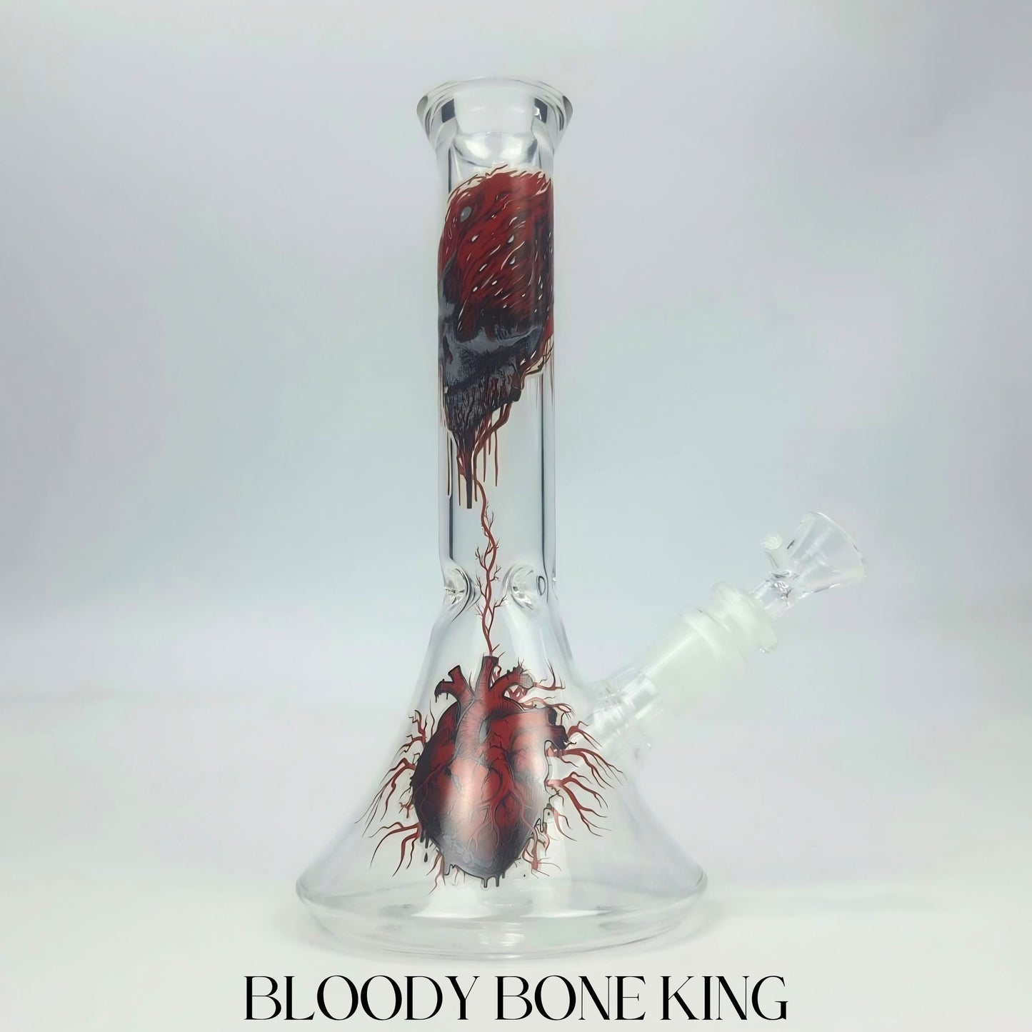GLASS BONG | CRIMSON HEART GLOW IN THE DARK BEAKER 9INCH 5MM THICKNESS