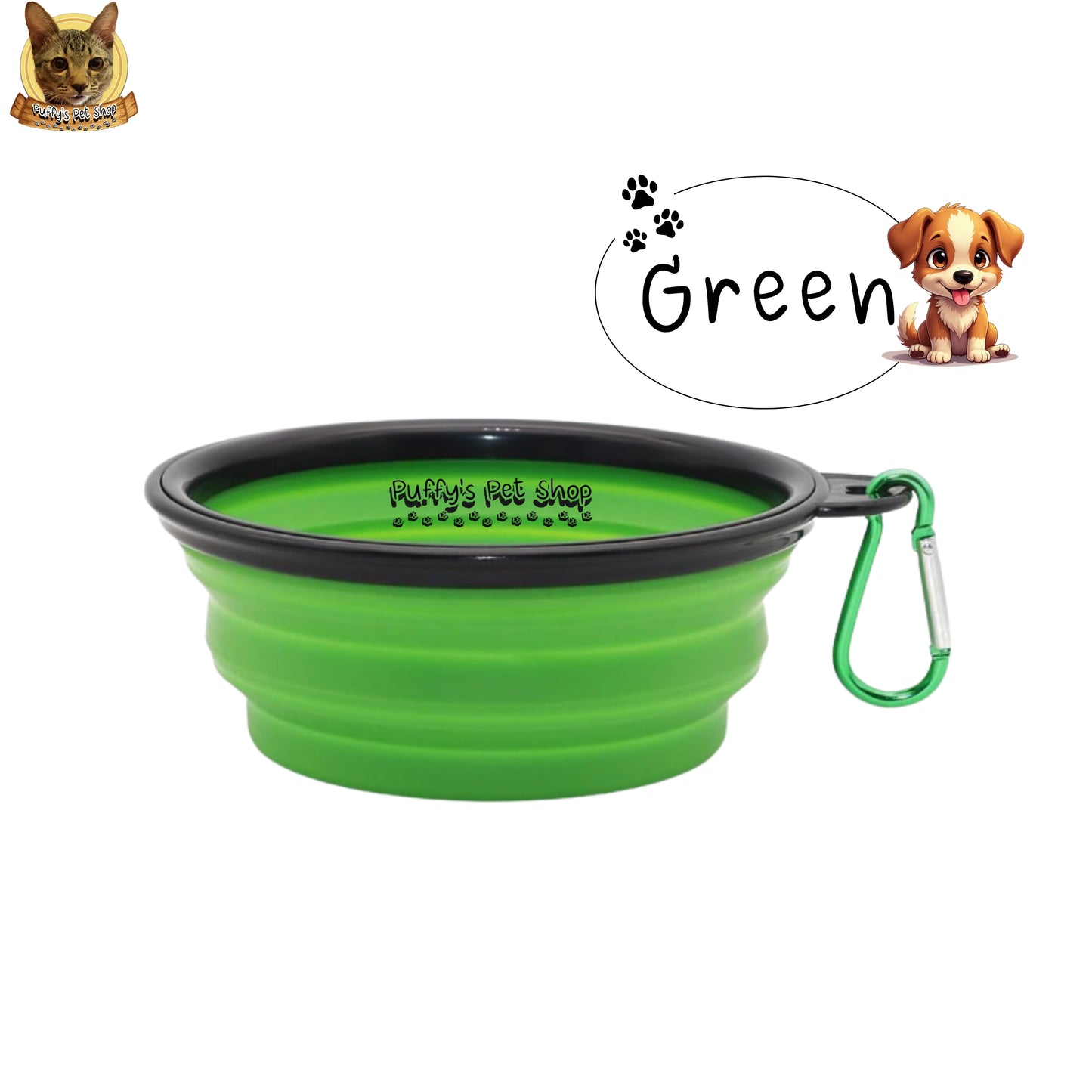 Puffy's Pet Shop | Collapsible Silicone Pet Bowl – Travel Friendly ชามซิลิโคนพับได้ สำหรับสัตว์เลี้ยง พกพาสะดวก เหมาะสำหรับเดินทาง ขนาด 13 x 5.5 x 9 ซม.