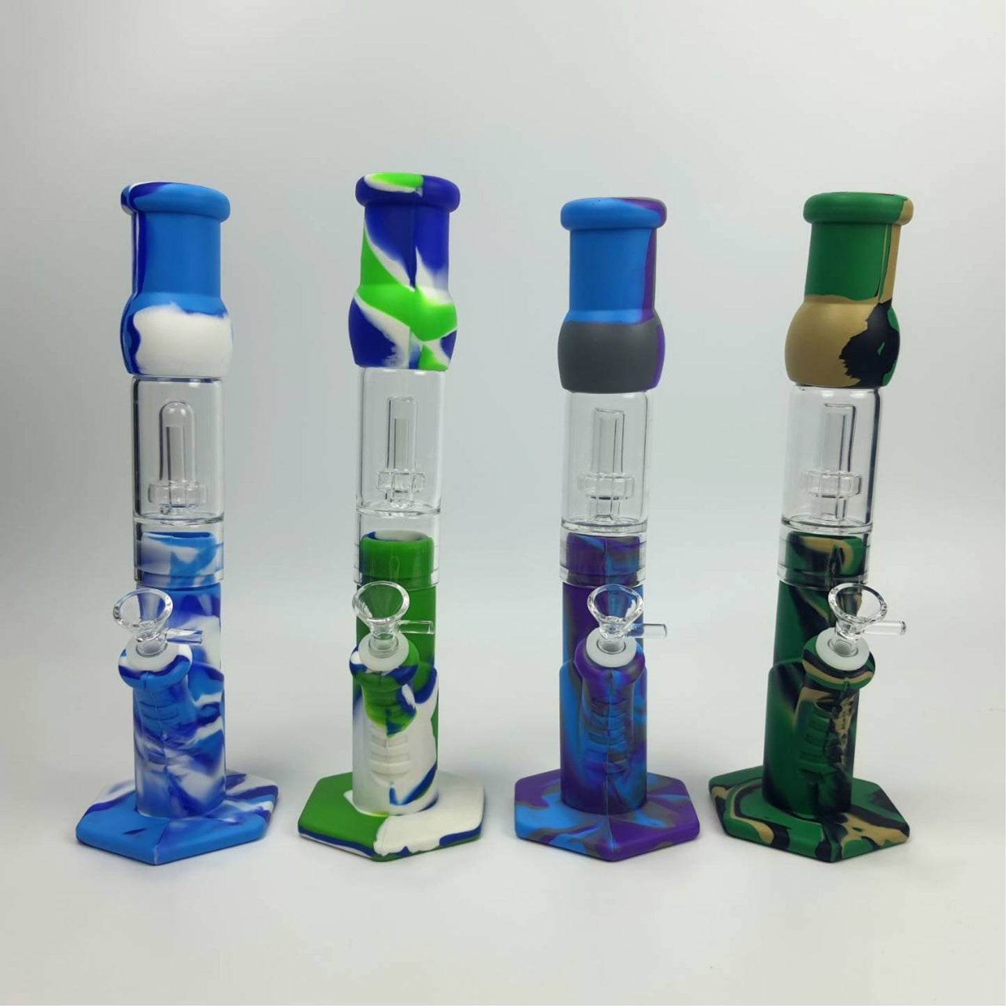 Glass Bong | SILICONE BONG WITH GLASS FILTER PERCOLATOR 14 INCH