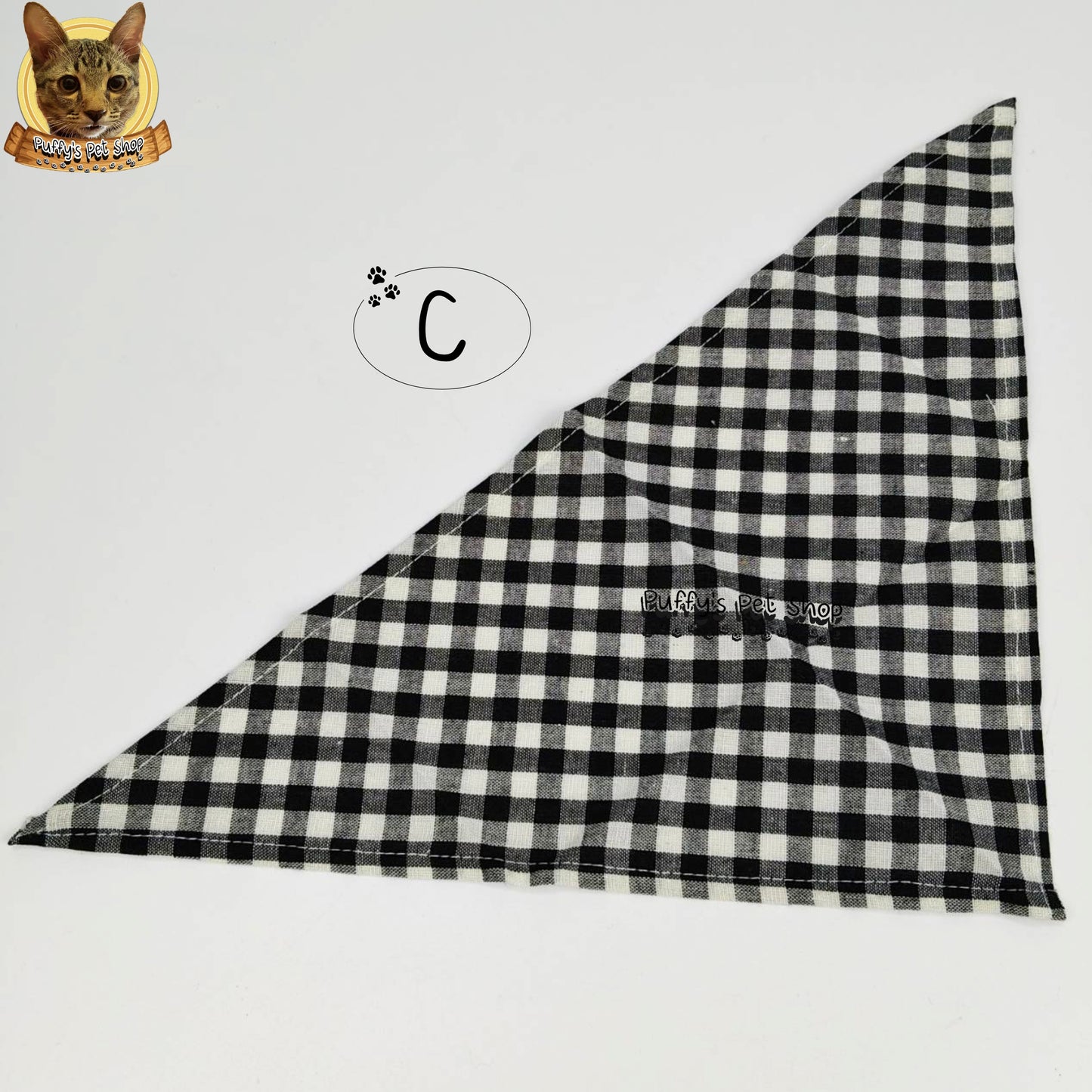 Puffy's Pet Shop |  Luxury Cotton Pet Scarf  ผ้าพันคอสัตว์เลี้ยงพรีเมียม ผ้าคอตตอนแท้ เนื้อผ้าดี ไม่ระคายเคือง สำหรับสุนัขและแมว ขนาด S 40 ซม.