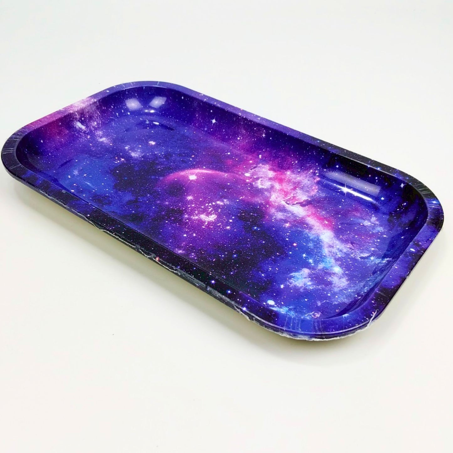 TRAY | GALAXY PSYCHEDELIC PURPLE METAL ROLLING TRAY SIZE : 27.5X16 CM