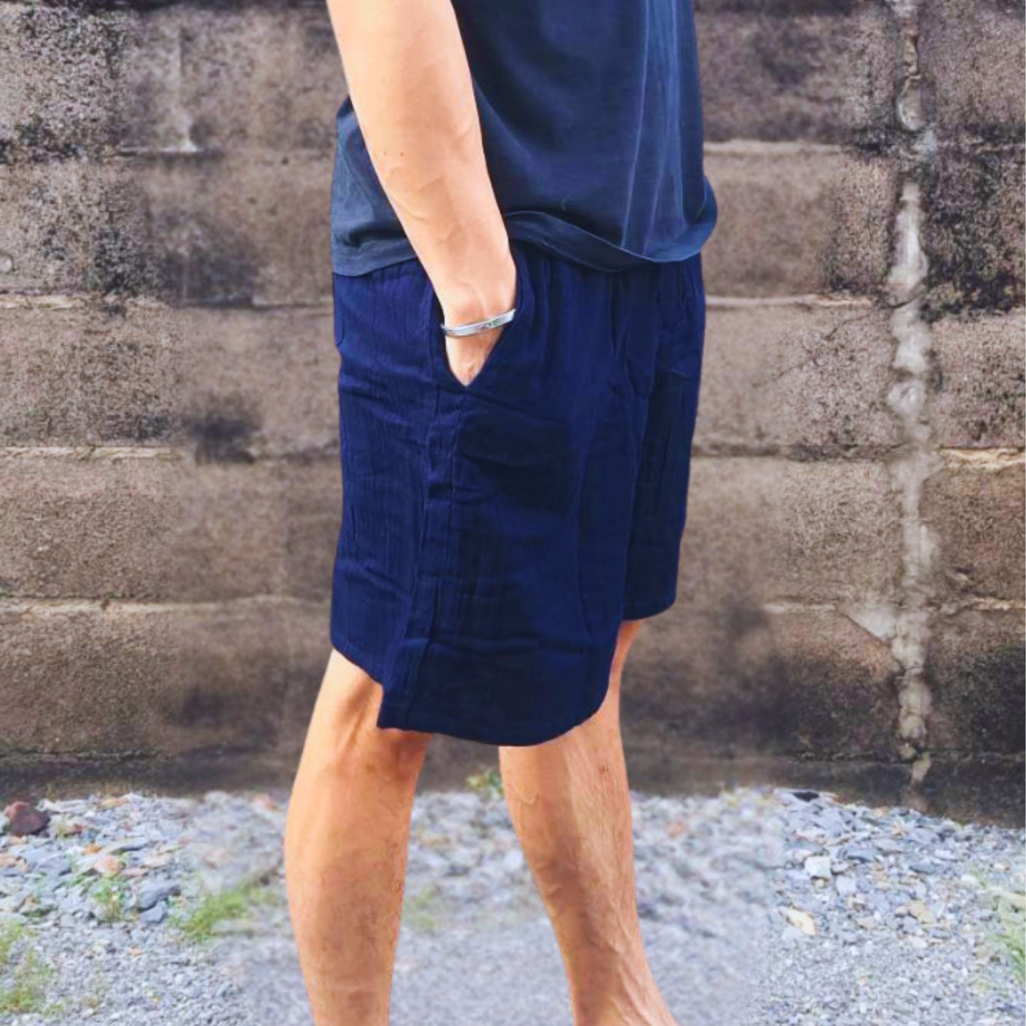 RAK MAE รักแม่ | COMFY COTTON CLASSIC SHORTS - DARK BLUE (REGULAR SIZE)