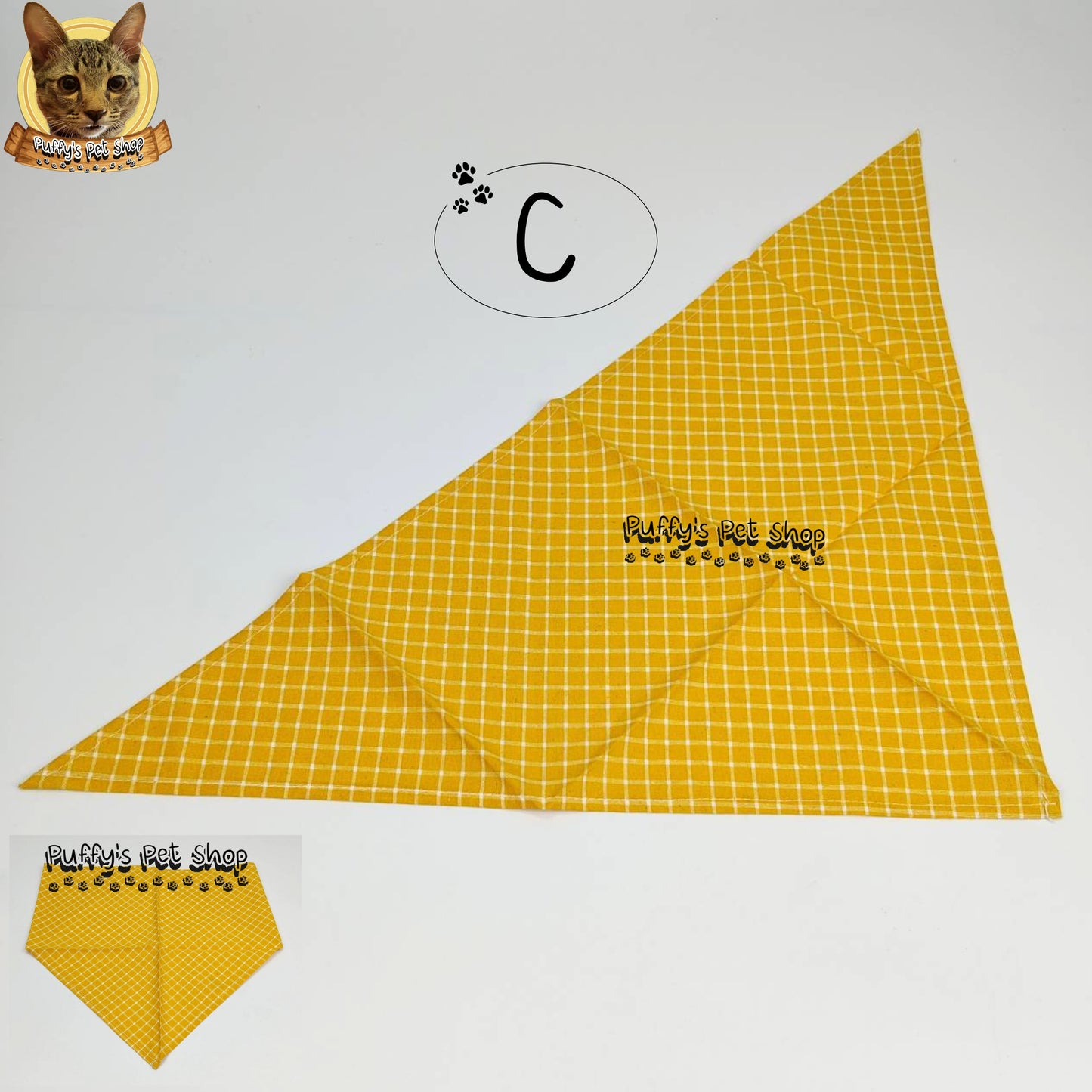 Puffy's Pet Shop |  Luxury Cotton Pet Scarf  ผ้าพันคอสัตว์เลี้ยงพรีเมียม ผ้าคอตตอนแท้ เนื้อผ้าดี ไม่ระคายเคือง สำหรับสุนัขและแมว ขนาด L 60 ซม.