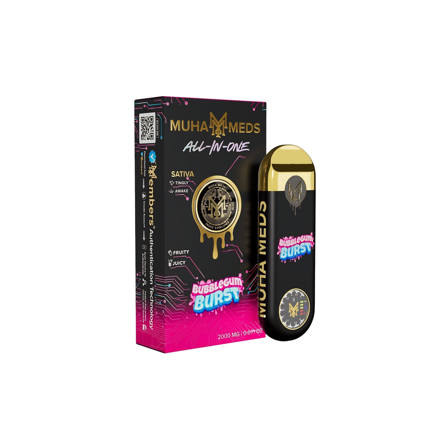MUHA MEDS ALL - IN - ONE DISPOSABLE 2.0MG | BUBBLEGUM BURST : SATIVA