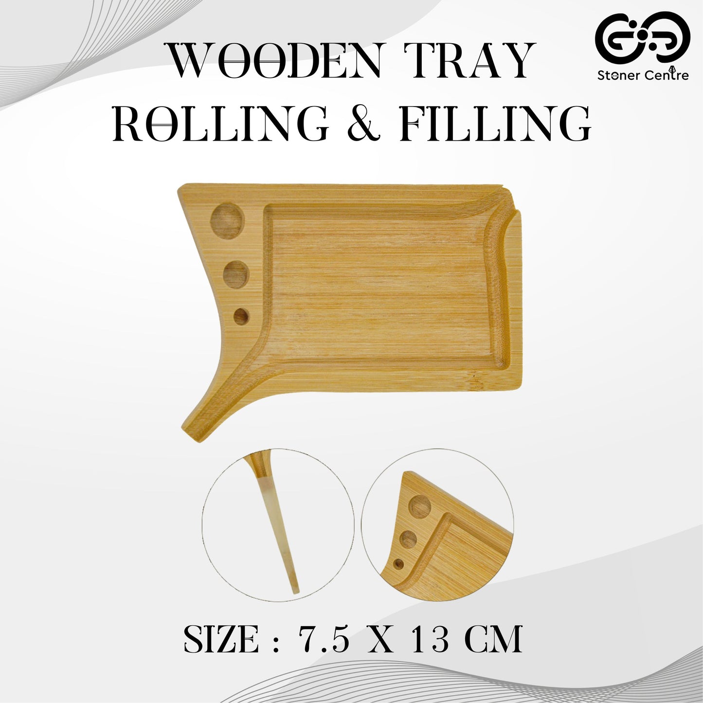TRAY | WOODEN TRAY FOR ROLLING & FILLING | 7.5X13 CM