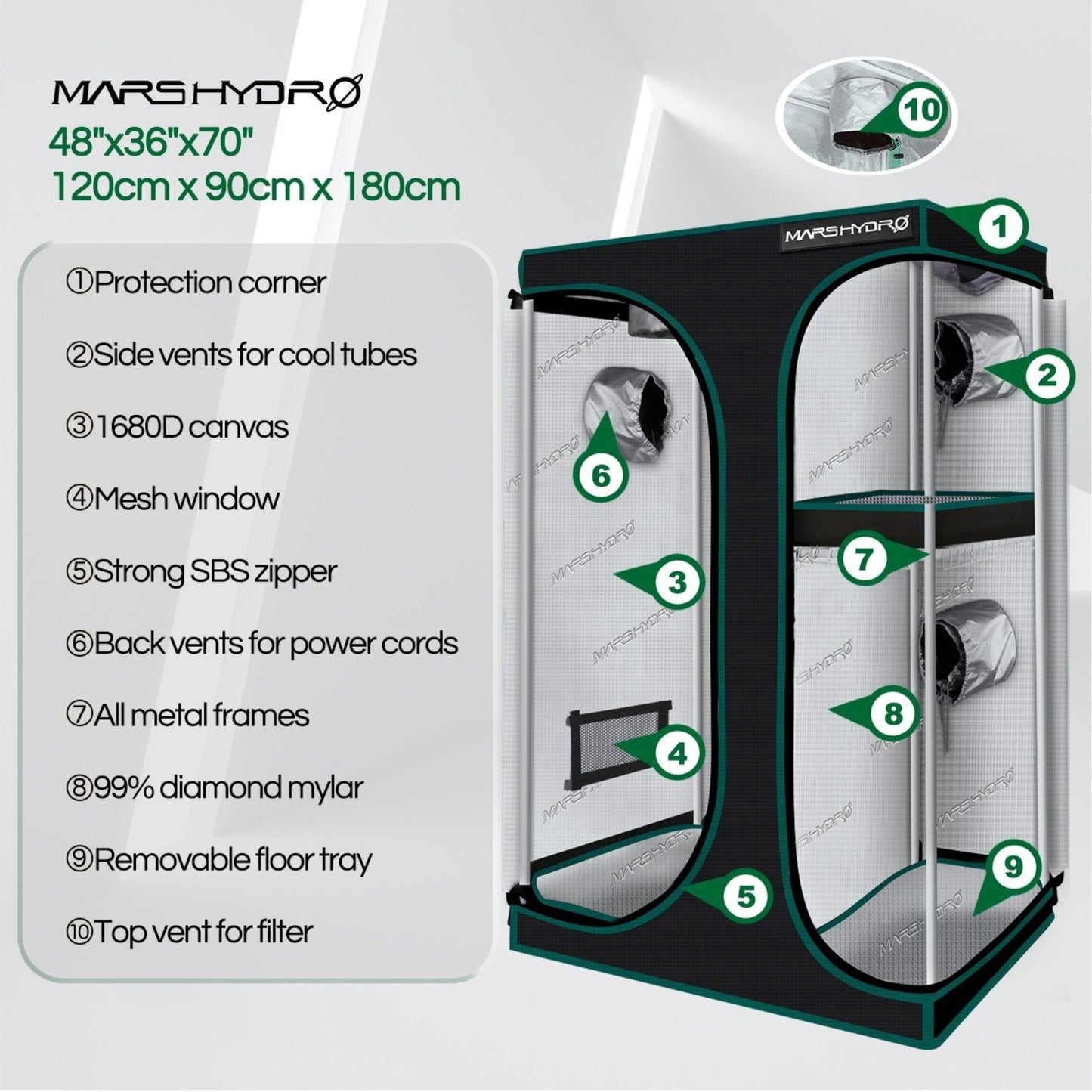 GROWING TOOLS | MASR HYDRO 2 IN 1 GROW TENT 120x90x180 CM