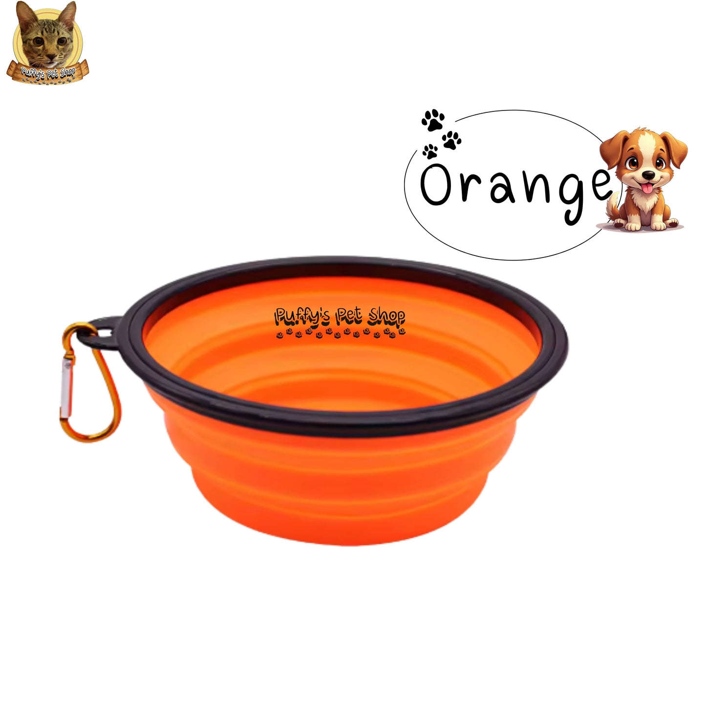 Puffy's Pet Shop | Collapsible Silicone Pet Bowl – Travel Friendly ชามซิลิโคนพับได้ สำหรับสัตว์เลี้ยง พกพาสะดวก เหมาะสำหรับเดินทาง ขนาด 13 x 5.5 x 9 ซม.