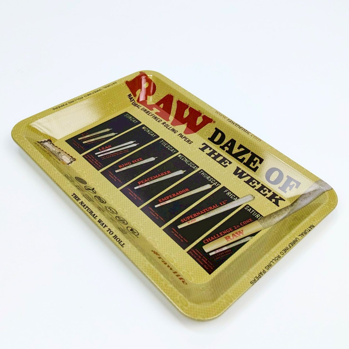 TRAY | RAW - DAZE OF THE WEEK MINI METAL ROLLING TRAY SIZE : 12.5X18 CM