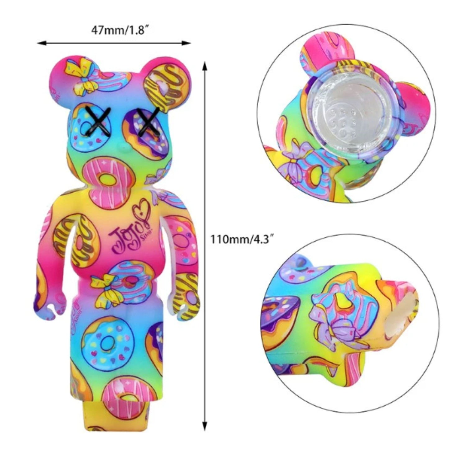 PIPE | COLORFUL TEDDY BEAR SILICONE PIPE 4 INCH