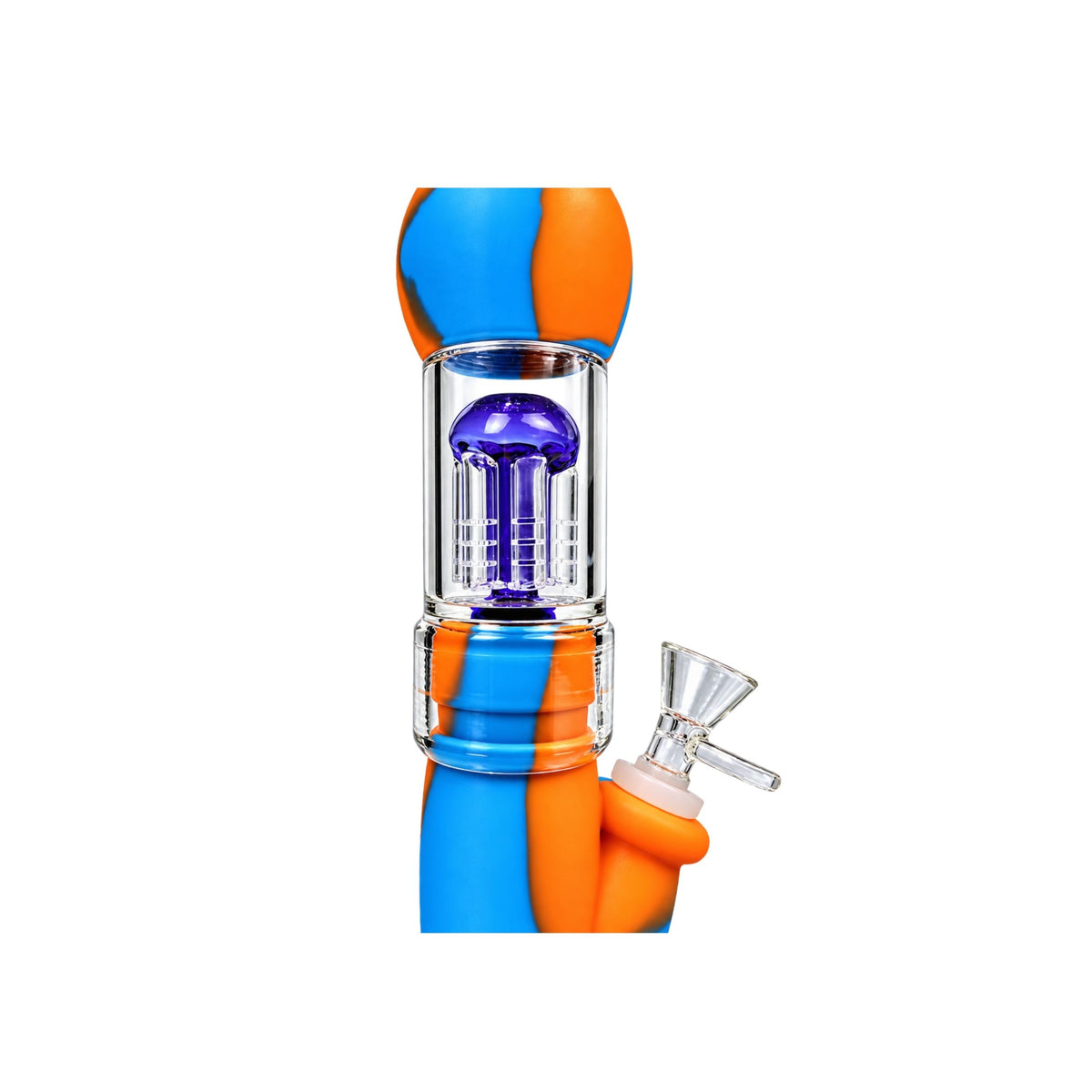 GLASS BONG | SILICONE BONG WITH BLUE GLASS FILTER 6 ARM PERCOLATOR 12 INCH