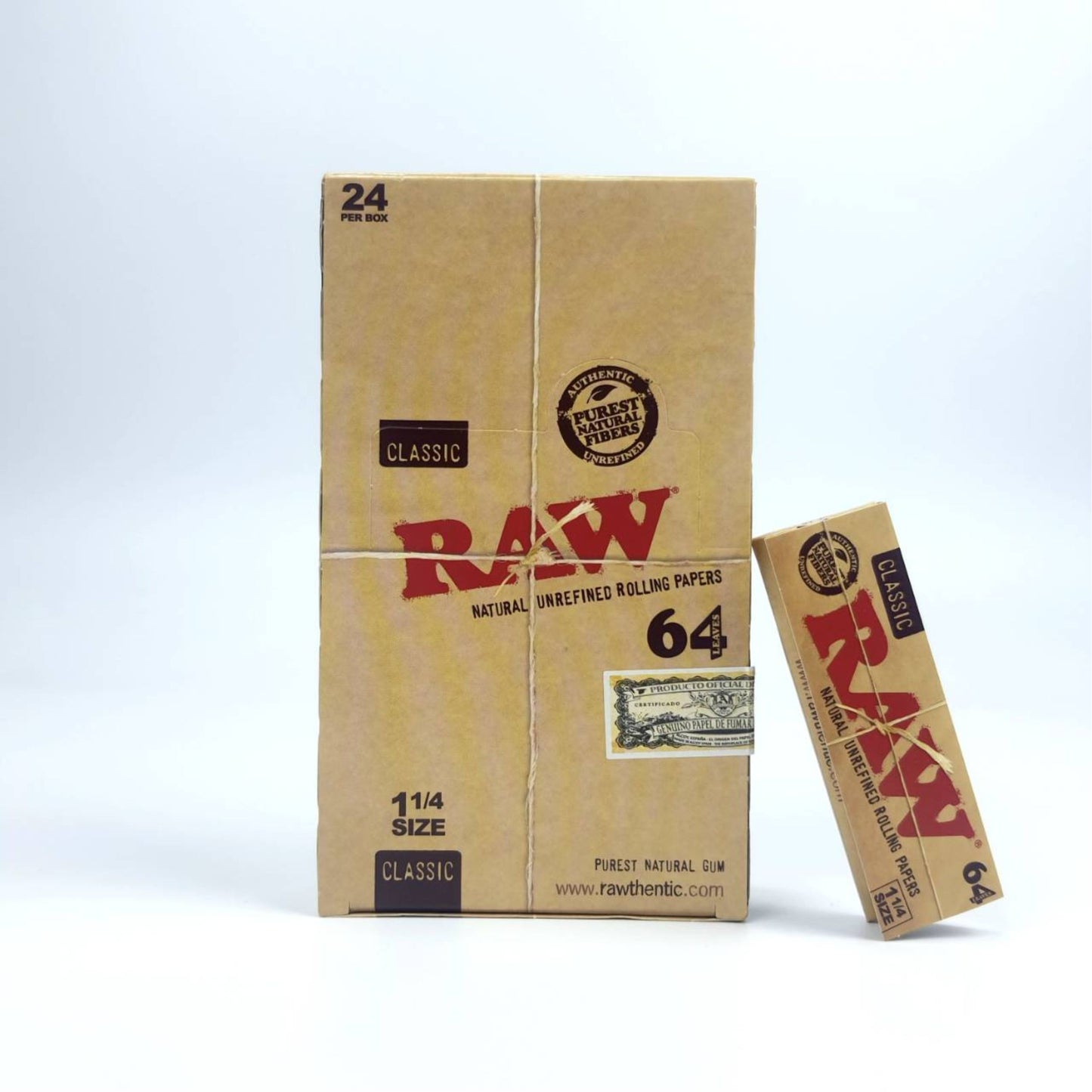 ROLLING PAPER | RAW CLASSIC 1 ¼" (64 LEAVES / BOOKLET | 24 BOOKLETS / BOX)