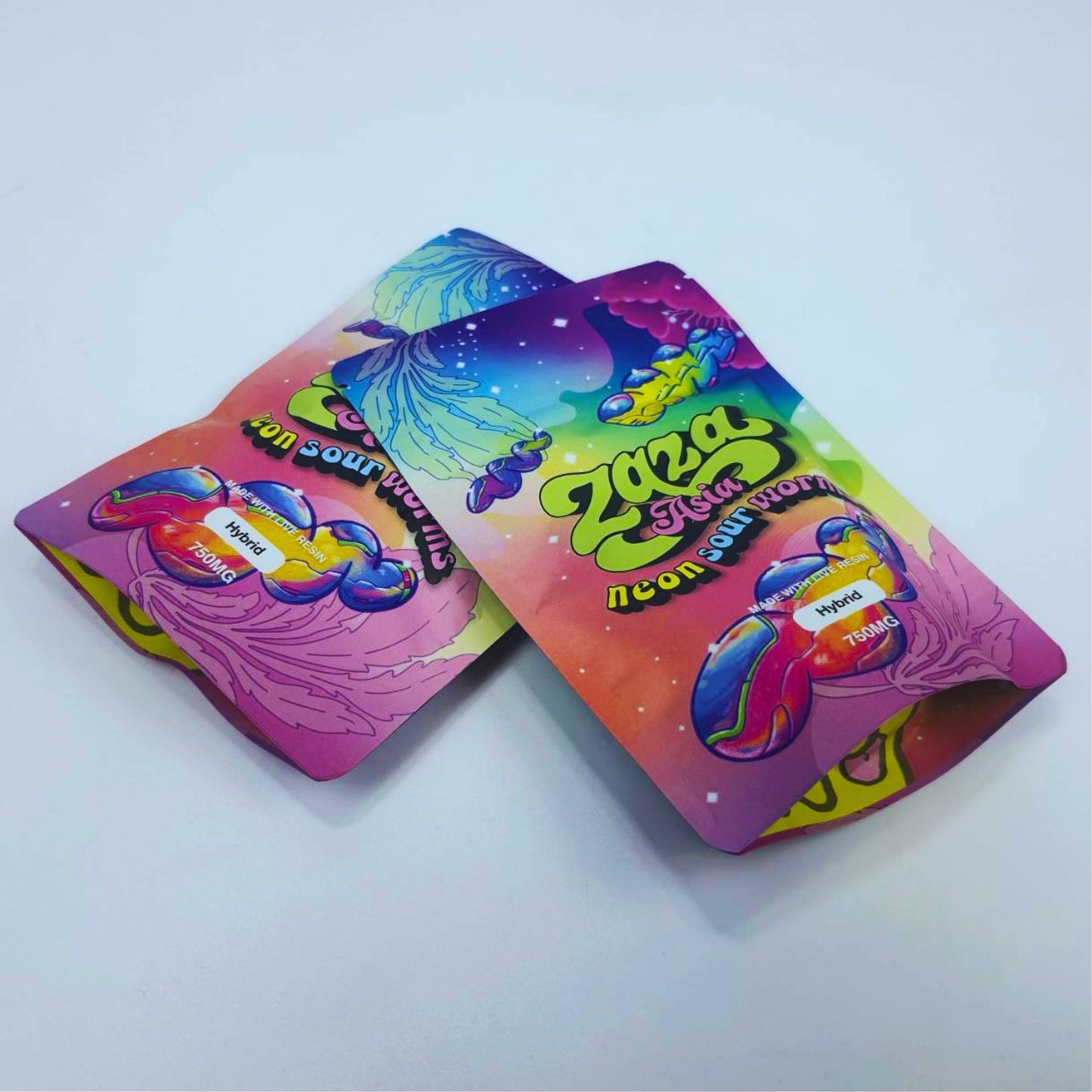 JELLY ZAZA ASIA | NEON SOUR WORMS 750MG EDIBLES GUMMY INFUSED THC SNACK