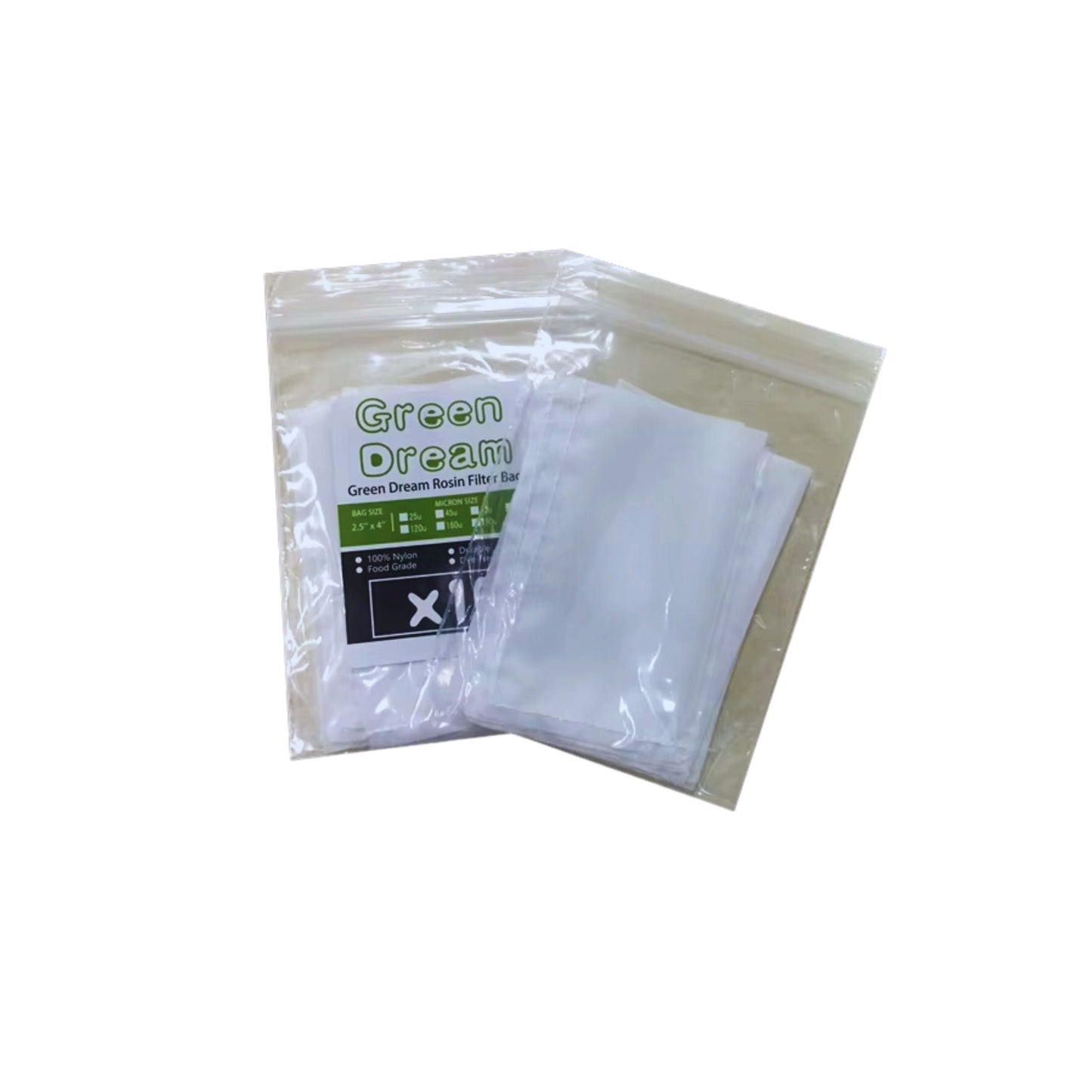 ROSIN BAGS | GREEN DREAM 2.5x4 INCH ROSIN BAGS SIZE 25 MICRON | 10 PIECES