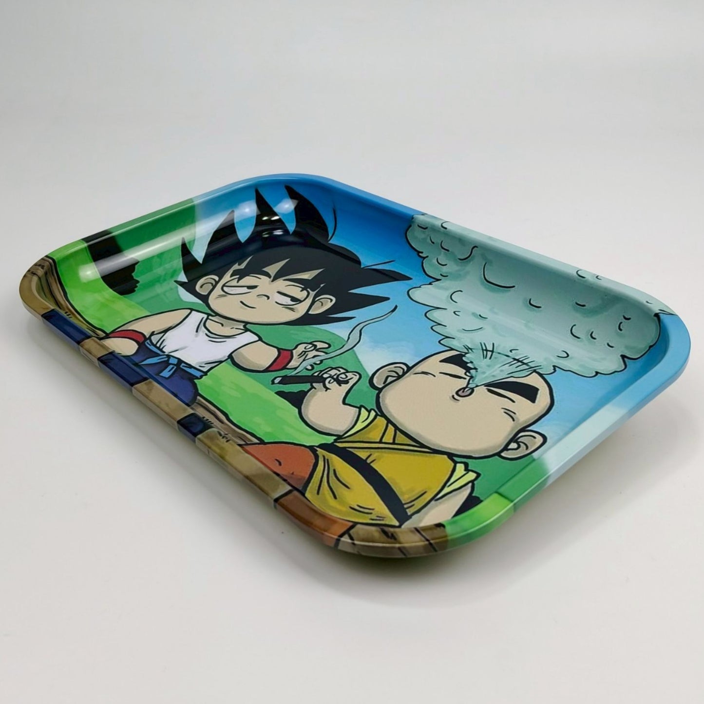 TRAY | GOKU & KRILLIN PUFFING METAL ROLLING TRAY SIZE : 19X28.5 CM