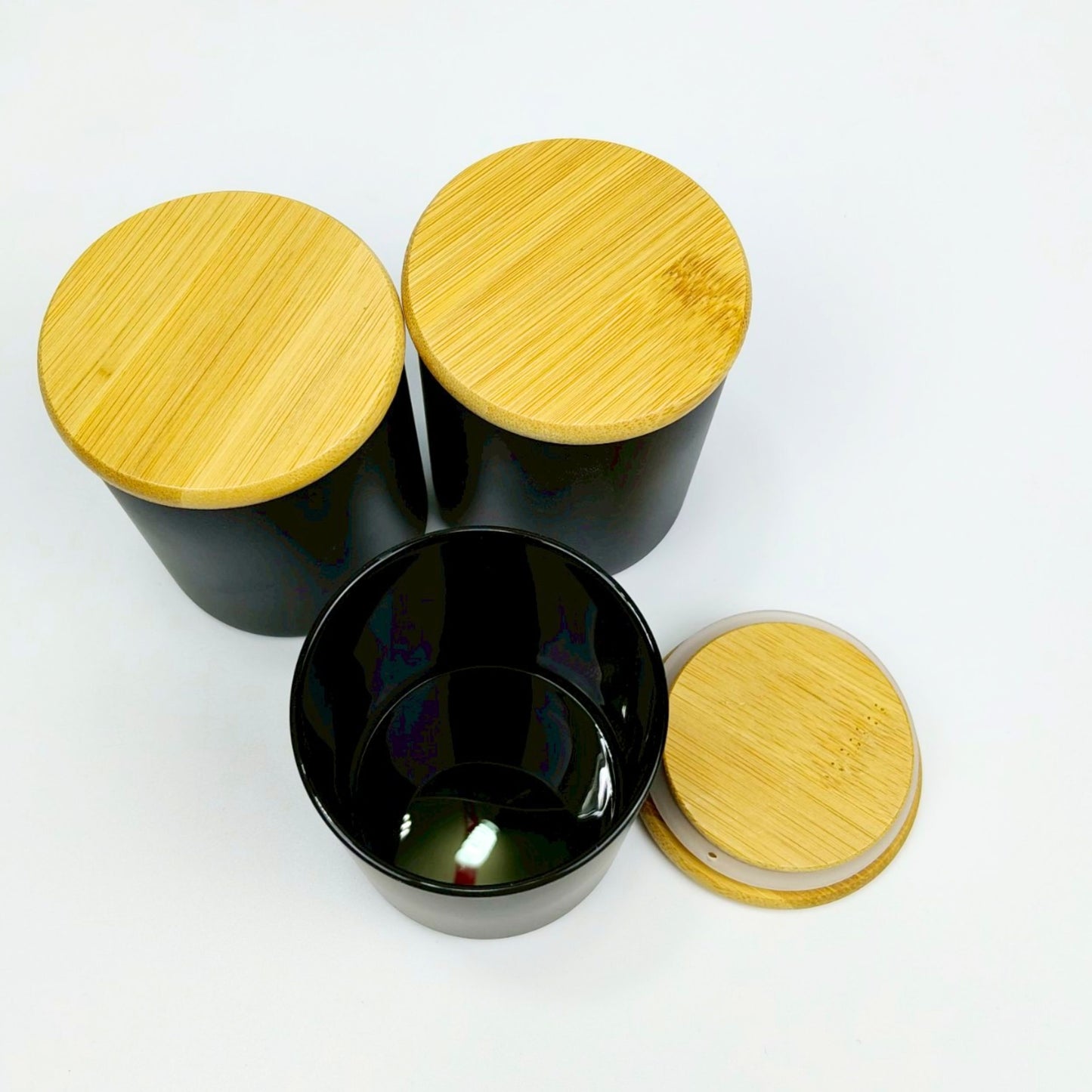 GLASS JAR | FROSTED GLASS JAR WITH WOODEN LID SIZE: 65 x 80MM - 200ML