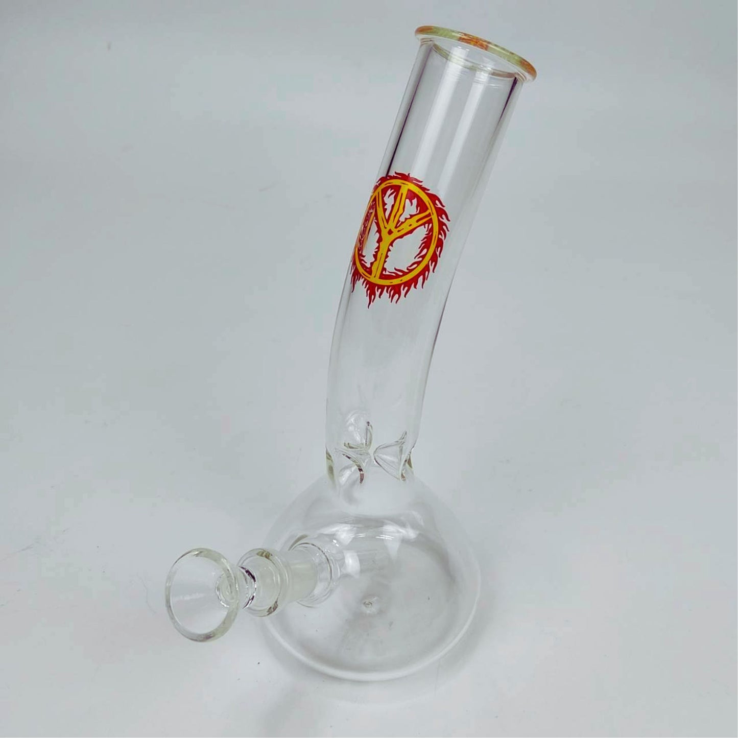 GLASS BONG | PEACE BENDED NECK BEAKER GLASS BONG 8.5 INCH 4MM THICKNESS