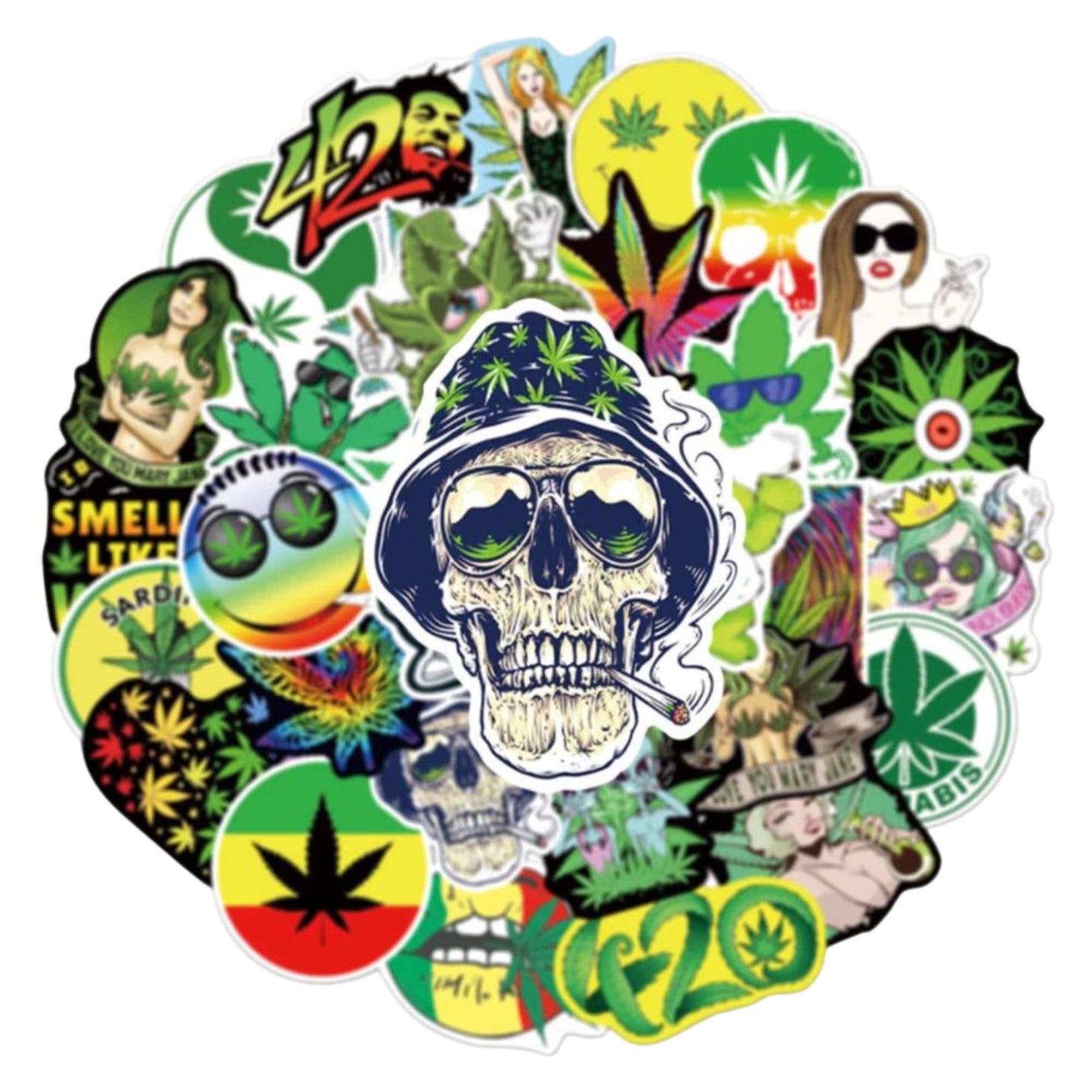 STICKERS | HEMP LEAF 420 RASTA STICKERS