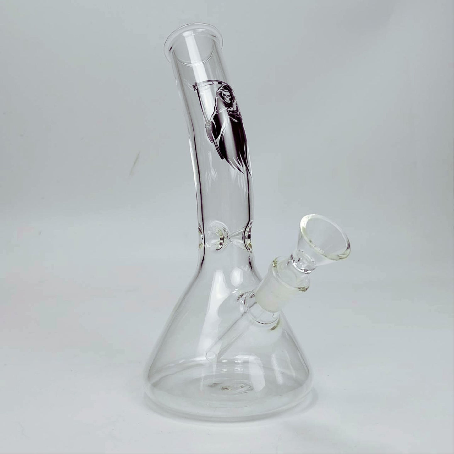 GLASS BONG | GRIM REAPER BENDED NECK BEAKER GLASS BONG 8.5 INCH 4MM THICKNESS