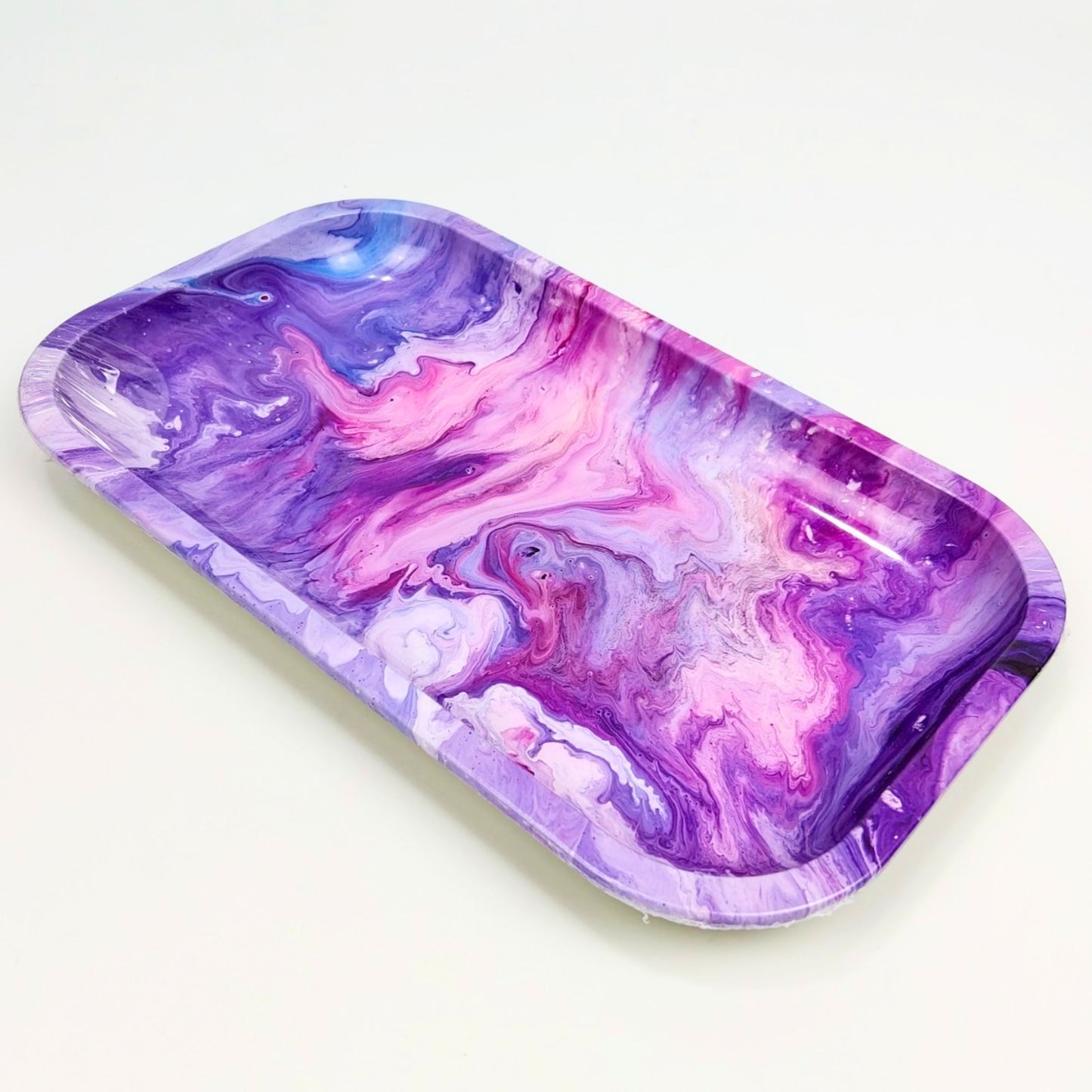 TRAY | GALAXY PSYCHEDELIC PINK METAL ROLLING TRAY SIZE : 27.5X16 CM