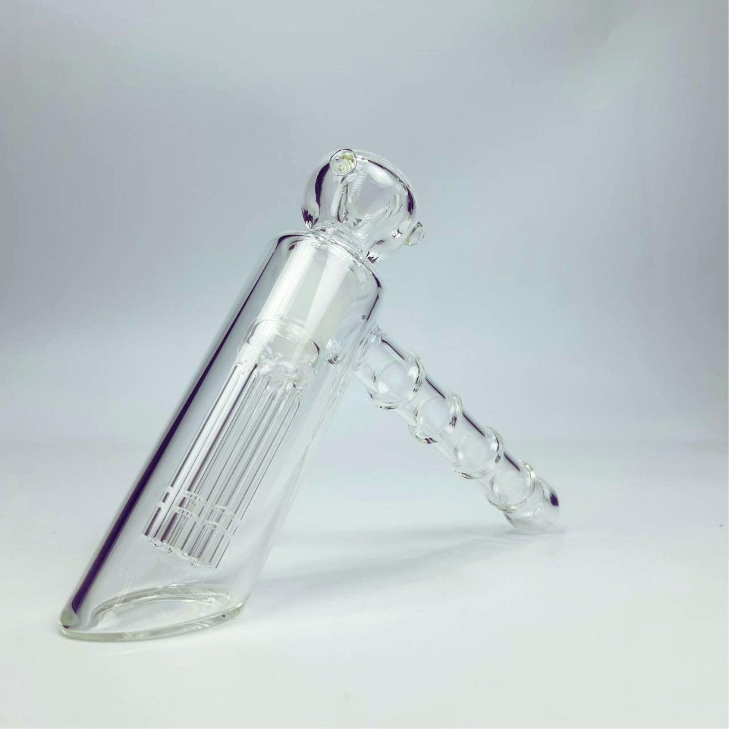 PIPE | GLASS BUBBLER HAMMER PIPE OPEN END 18MM WITH 6 - ARM PERCOLATOR