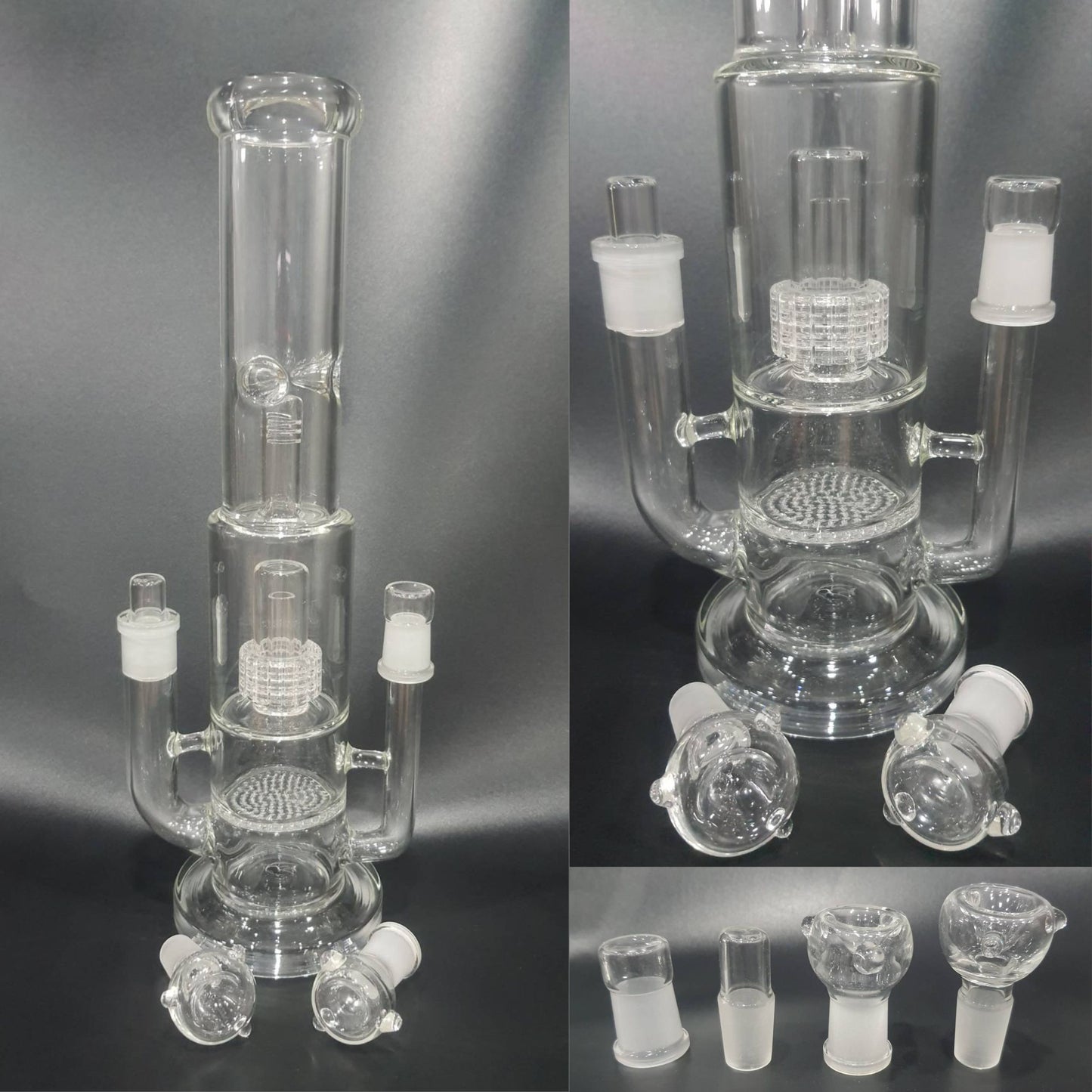 Glass Bong | EMPTY SCIENTIST DOUBLE BOWLS WITH TRIPLE PECULATORS STRAIGHT 15 INCH