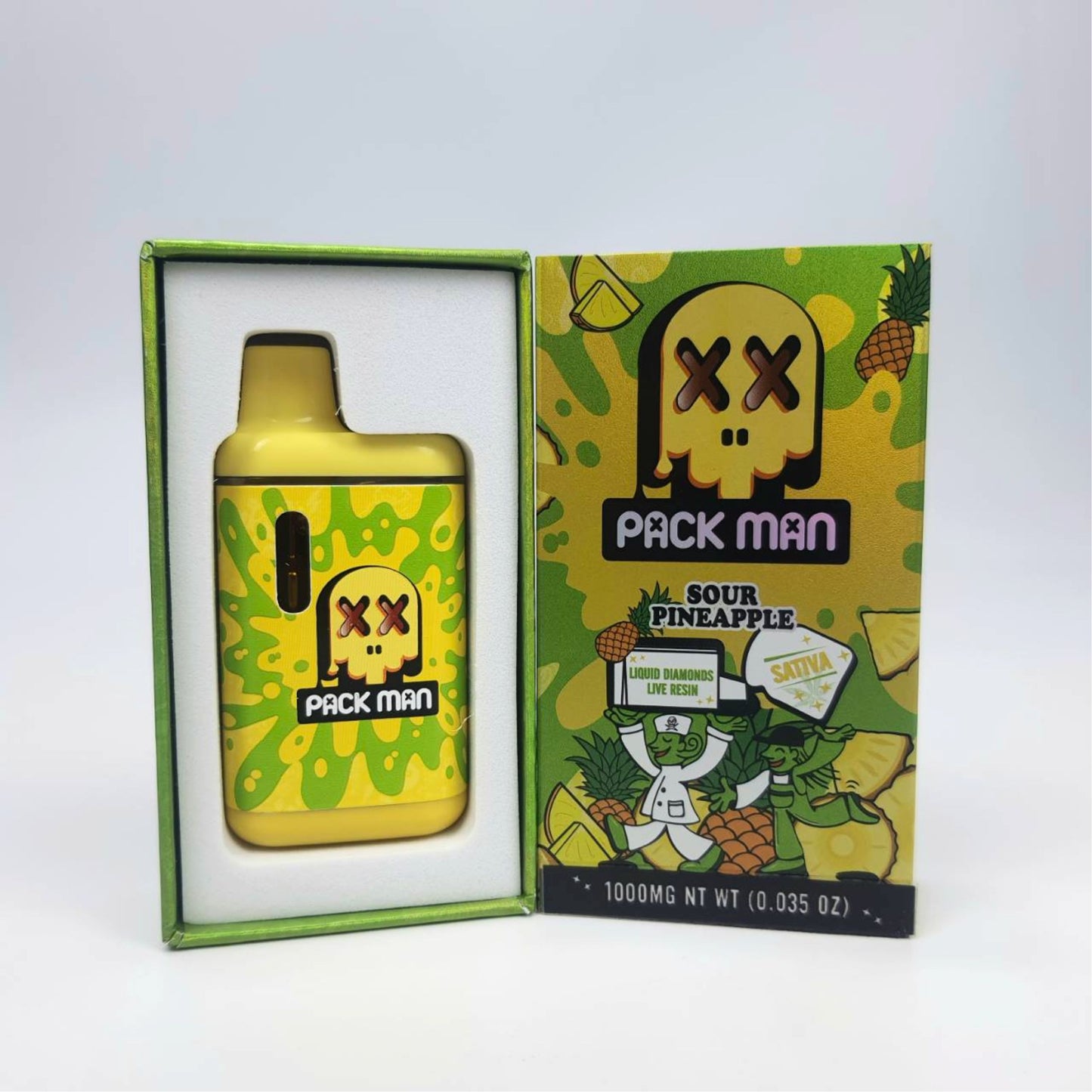 PACK MAN LIQUID DIAMONDS + LIVE RESIN 1.0ML | SOUR PINEAPPLE : SATIVA