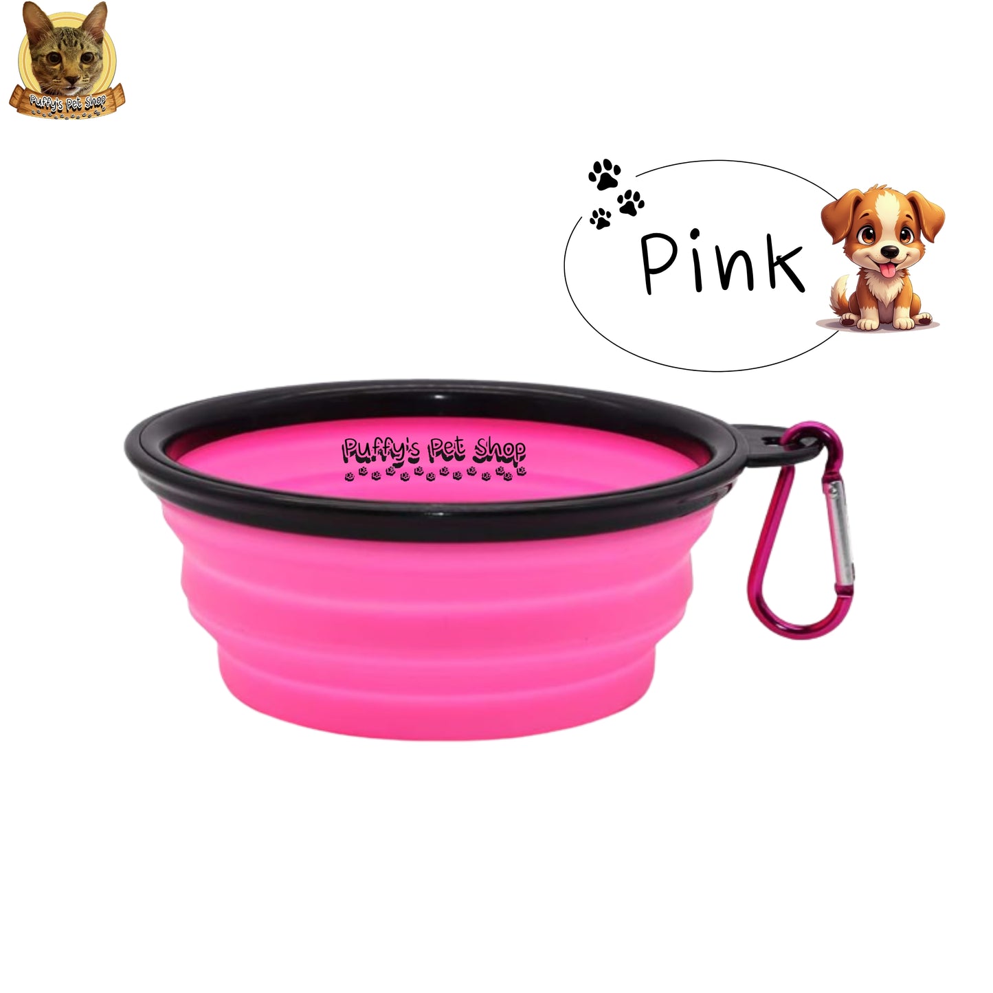Puffy's Pet Shop | Collapsible Silicone Pet Bowl – Travel Friendly ชามซิลิโคนพับได้ สำหรับสัตว์เลี้ยง พกพาสะดวก เหมาะสำหรับเดินทาง ขนาด 13 x 5.5 x 9 ซม.